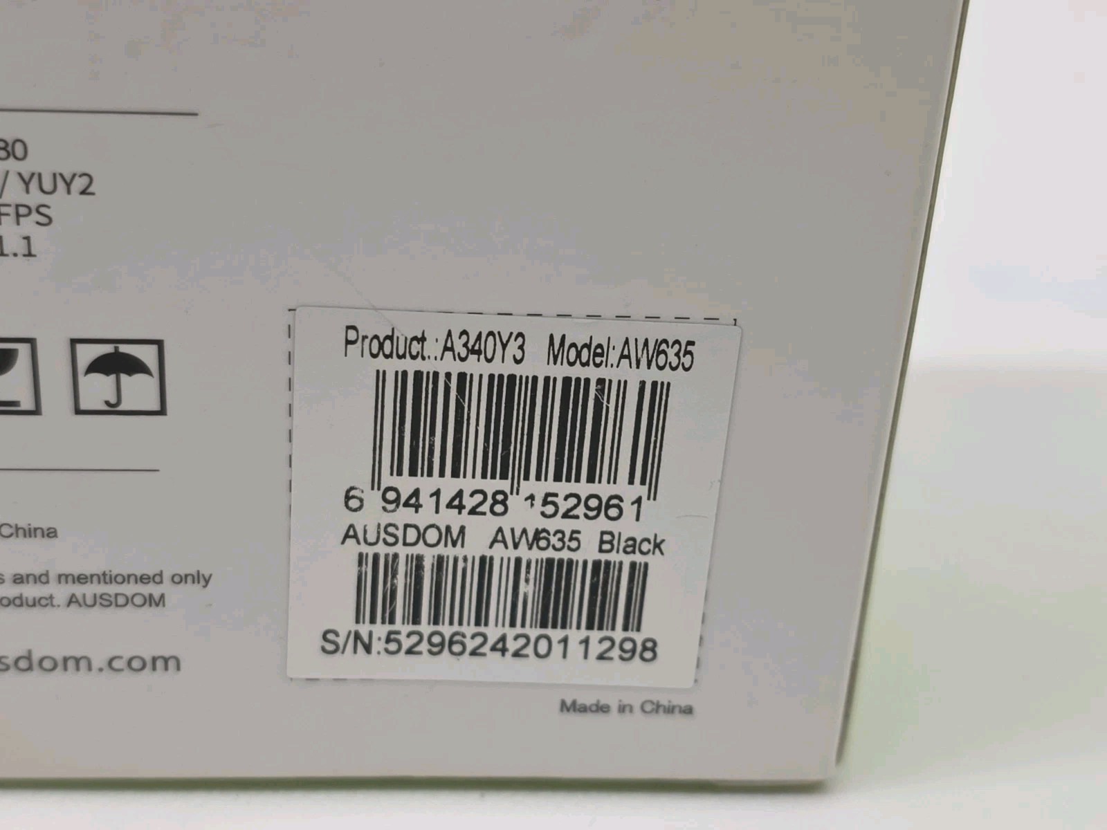 AUSDOM HD Webcam 1080P Model AW635 Product A340Y3