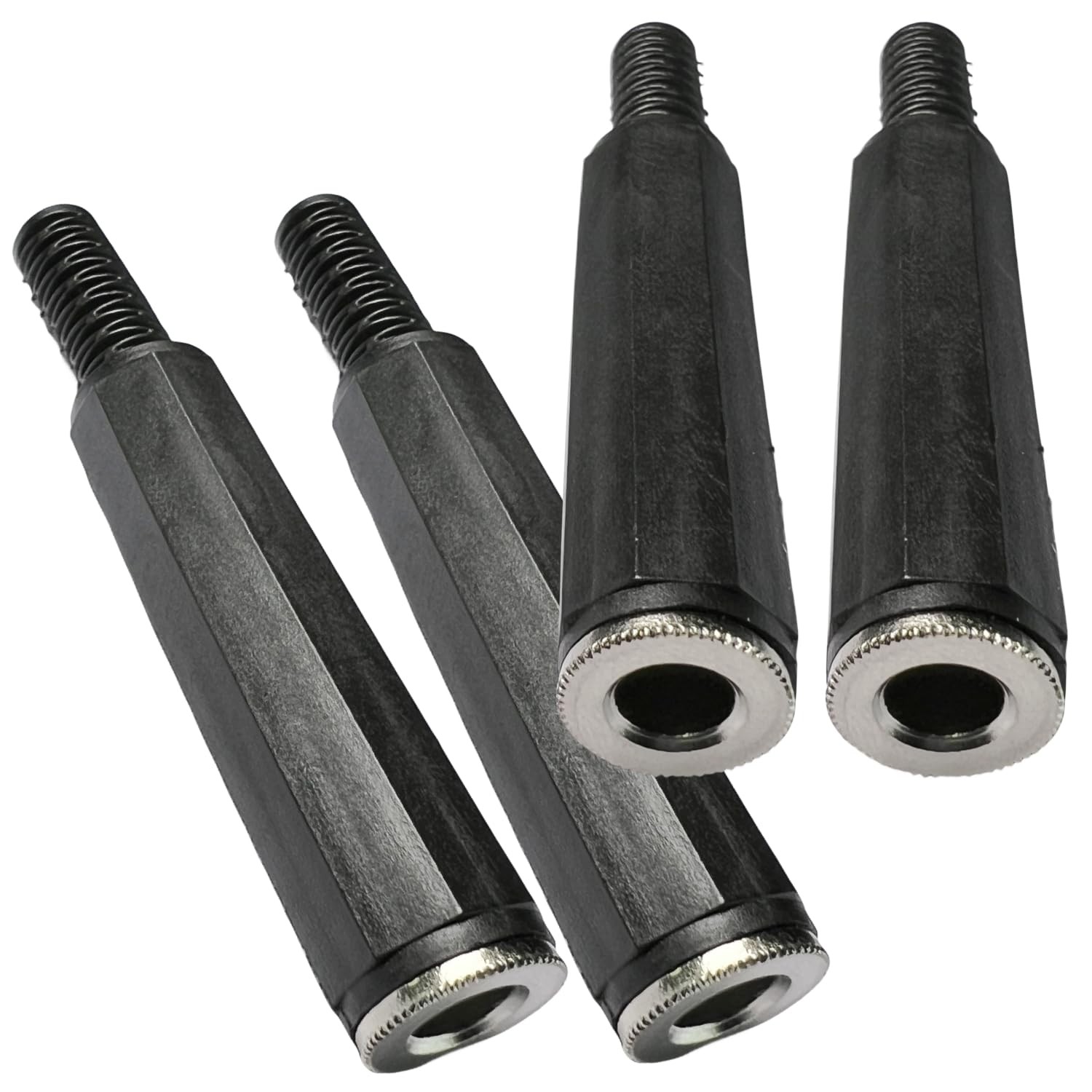 CESS 1/4 Inch TS Female Jack Cable #637: 6.35mm Stereo Jack,4-Pack, Black