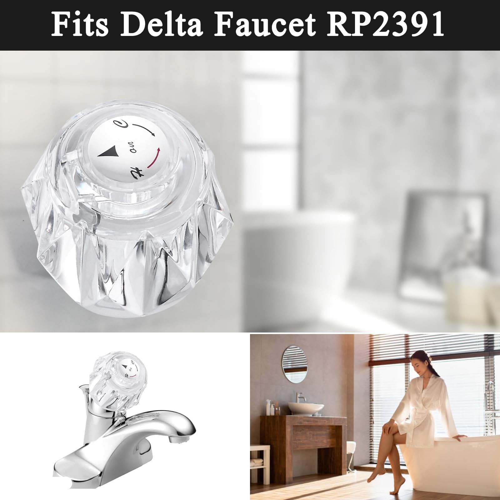 Faucet Handle Replacement Compatible with Delta Faucet RP2391 Single Clear Kn...