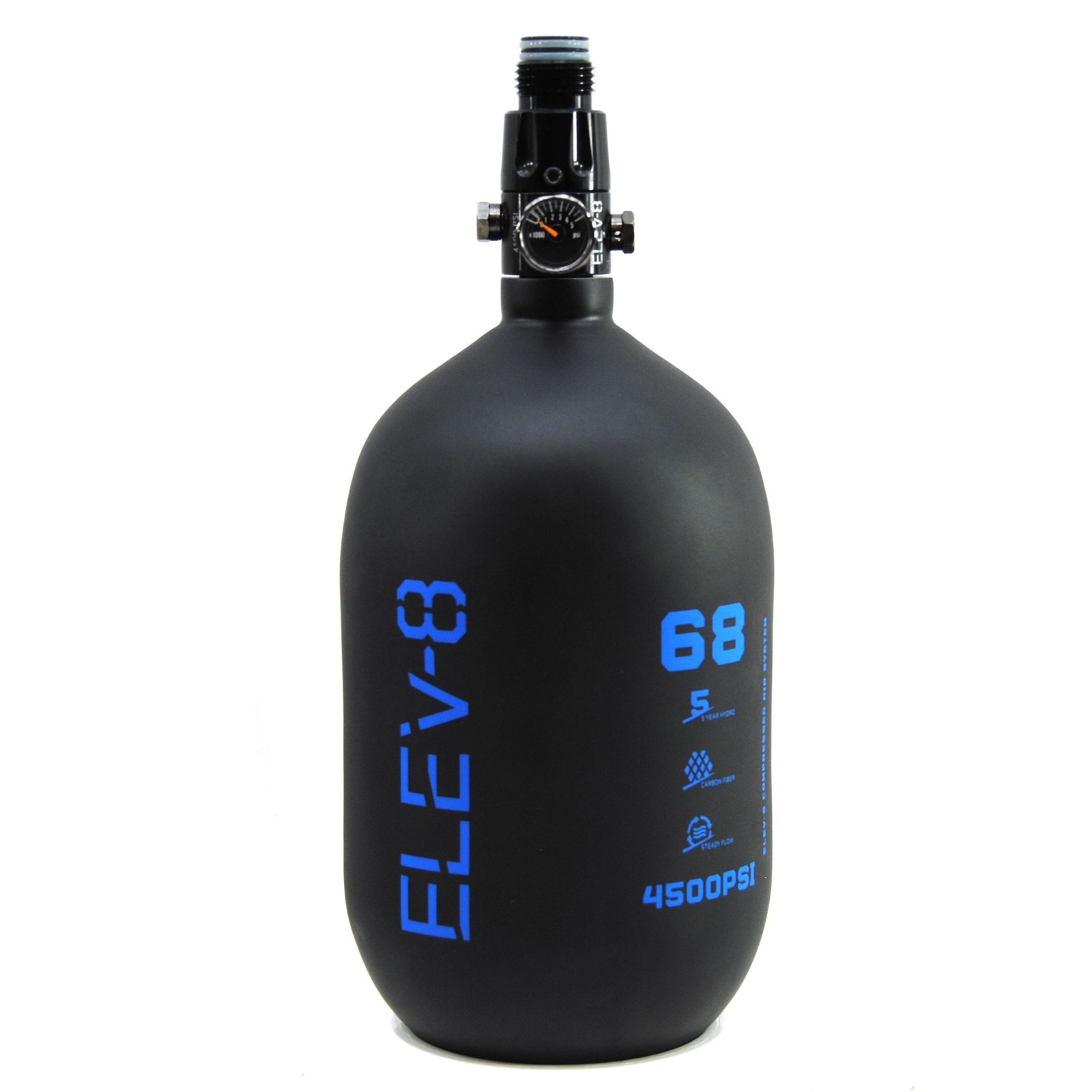 ELEV-8 Products 68ci/4500psi Paintball Carbon Fiber HPA Tank Matte Black/Blue