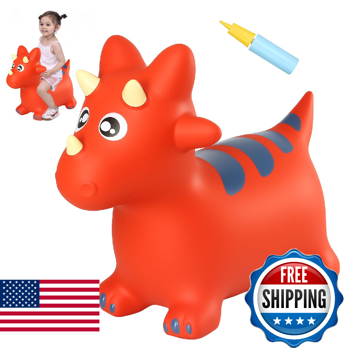 INPANY Bouncy Horse, Dinosaur Hopper Toys, Toddler Bouncing Animal, Dinosaur Par