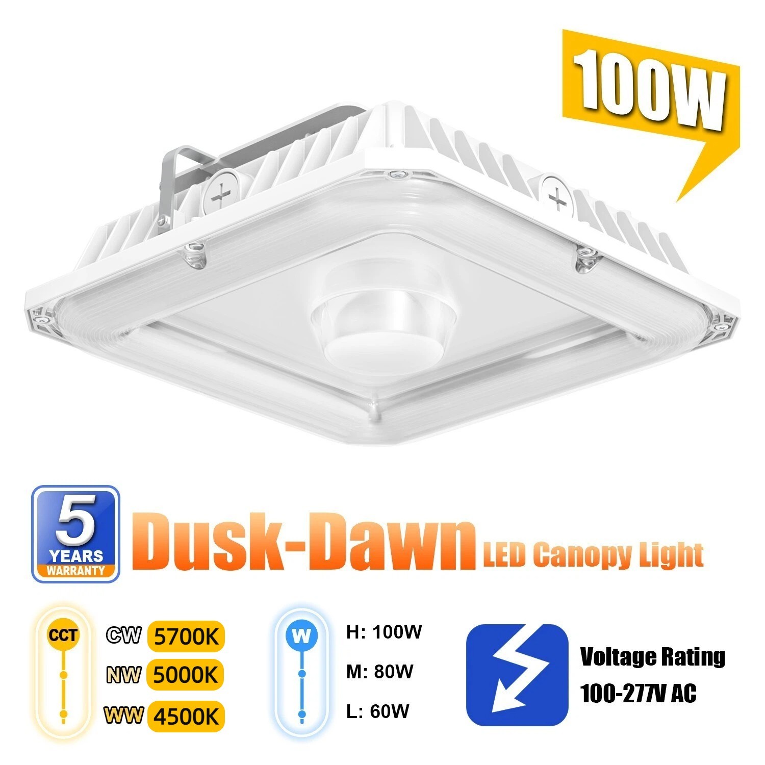 100W 3CCT LED Canopy Commercial Industrial Light Outdoor Security Light Fixture