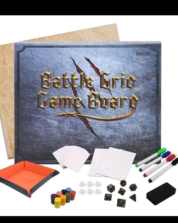 Foldable RPG Battle Grid Board D&D Dry Wipe Set Dice Markers Cards Accessories