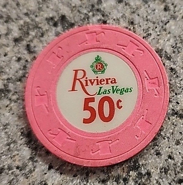 Vintage Riviera Casino ~ Las Vegas Pink Casino Chip ~ 50¢