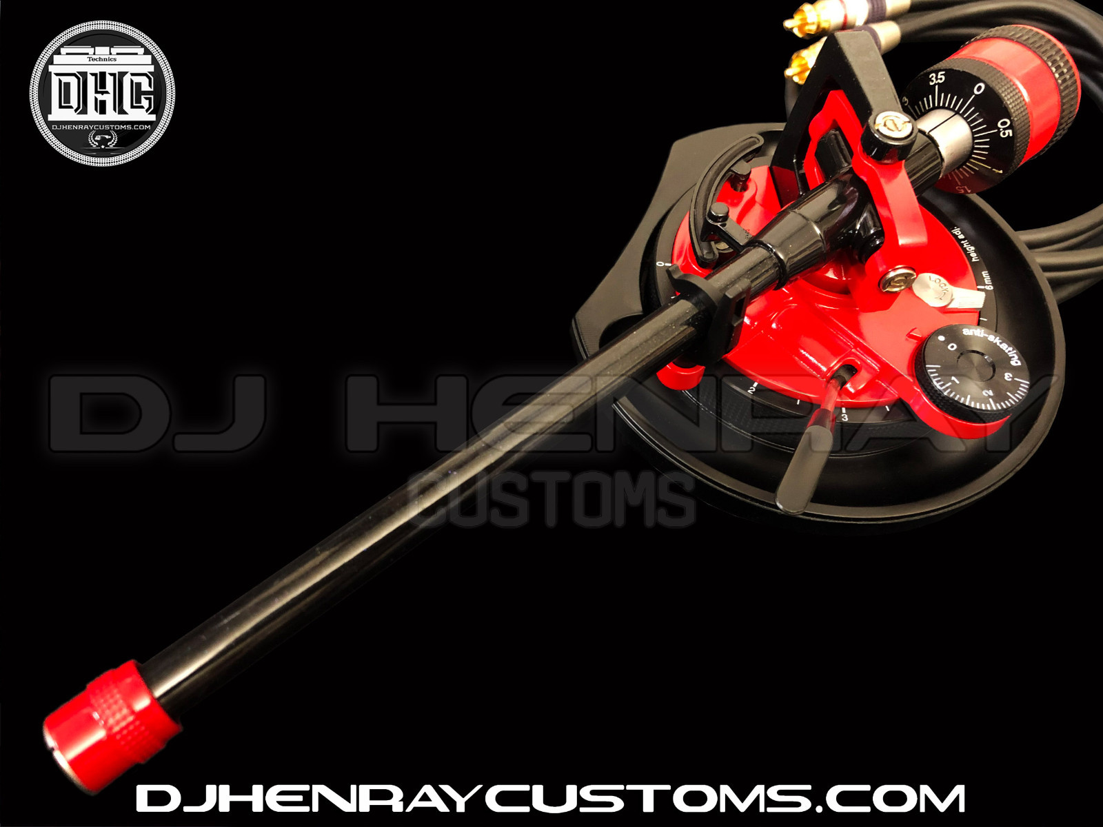 DHC STR8 TONE ARM Assembly Technic 1200 black & red 24kt gld rcas int ground