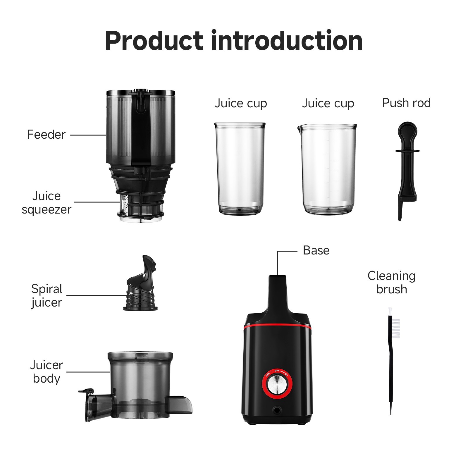 AMZCHEF Slow Juicer Machine, High Juicing Rate, Quiet Motor with Rever.