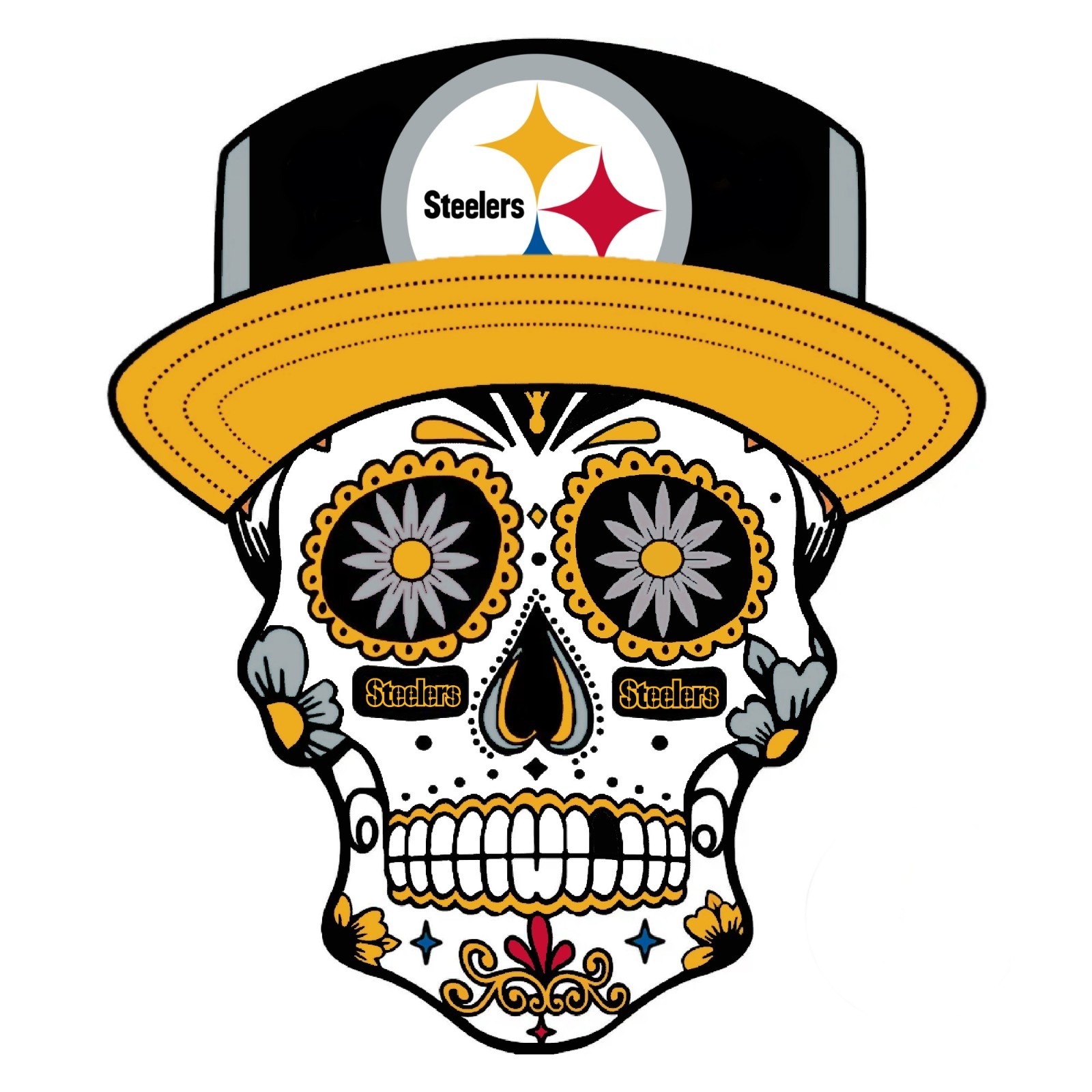 Pittsburgh Steelers Sugar Skull Magnet - Parody for Pitt Fans Vinyl Magnet