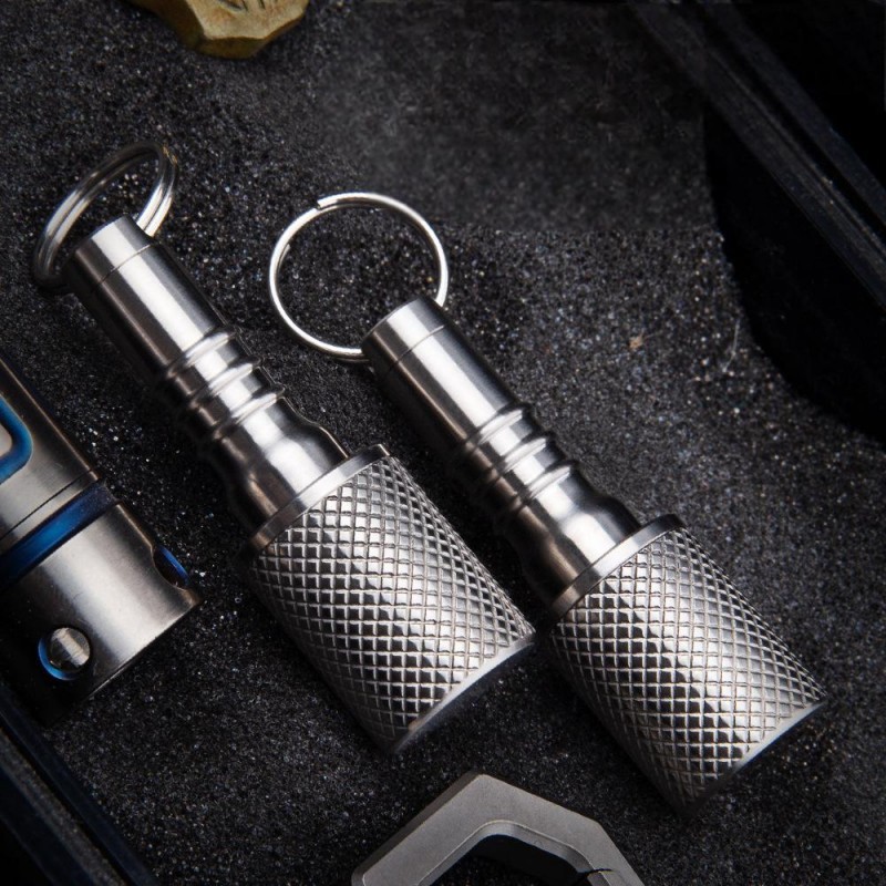 Titanium Pill Holder Case Organizer container Waterproof Portable Keychain EDC