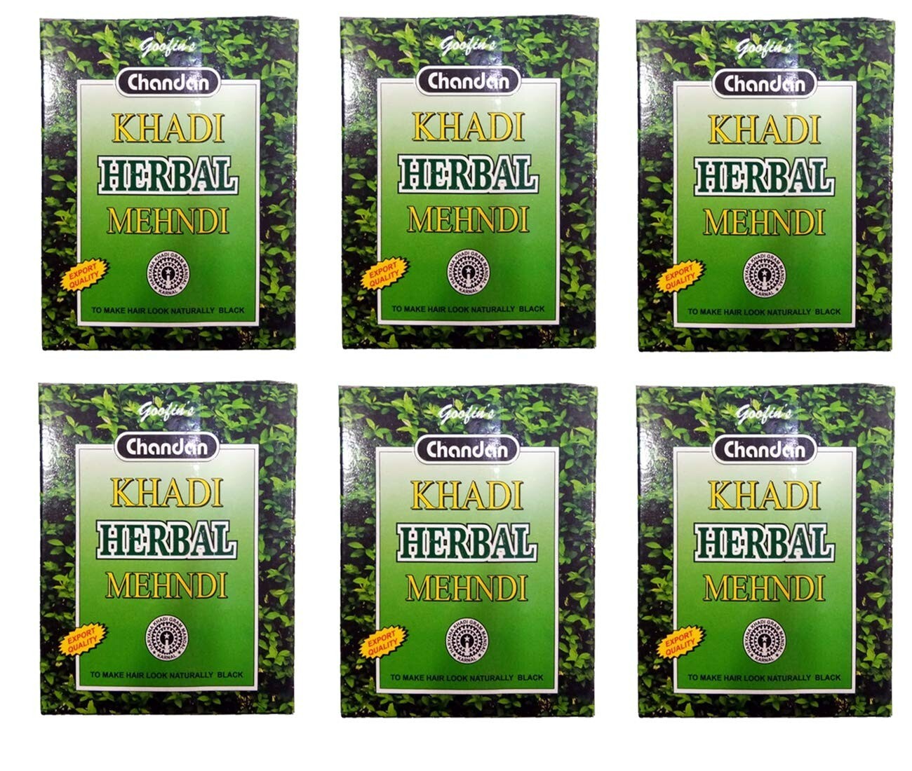 Chandan khadi Herbal Mehndi Natural Unisex Hair Dye Henna Black Hair Color 6X80g