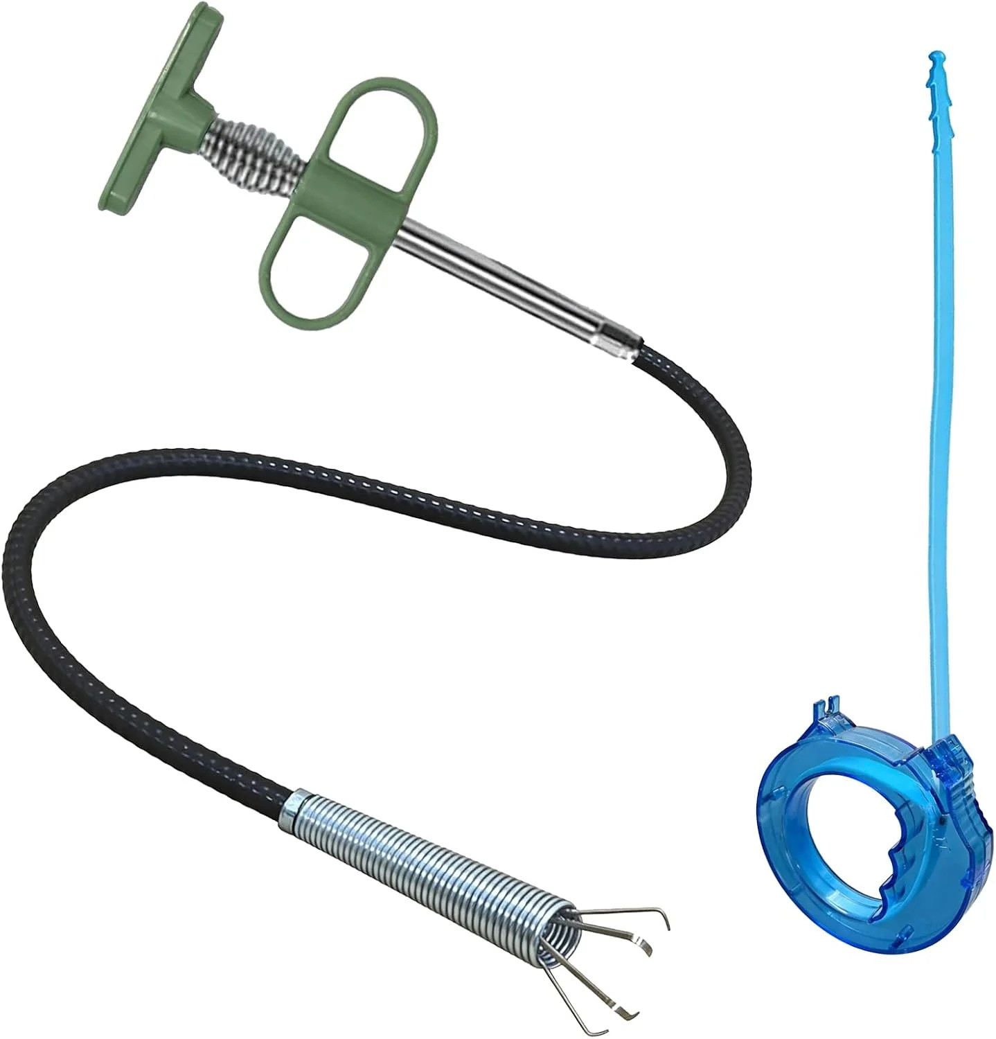 2-in-1 Drain Cleaning Tool Kit, 35" Flexible Plumbing Snake Grabber Tool with St