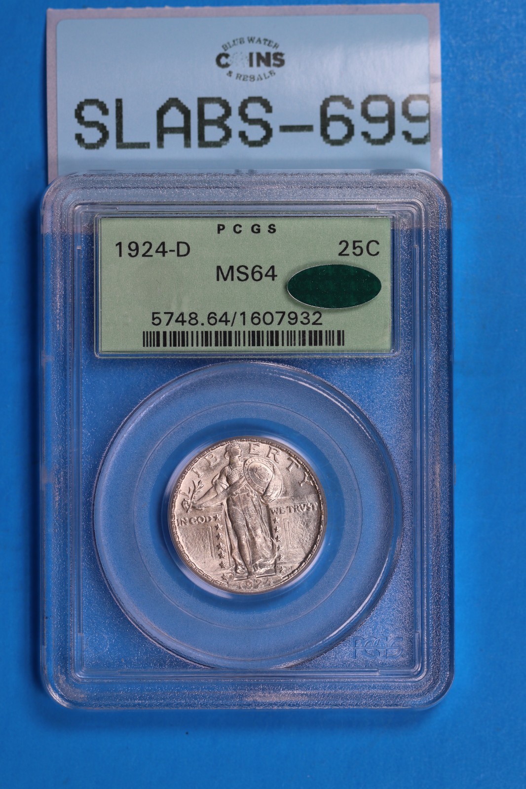 1924-D 25C STANDING LIBERTY QUARTER DOLLAR PCGS MS64 CAC US TYPE COIN SLABS-699