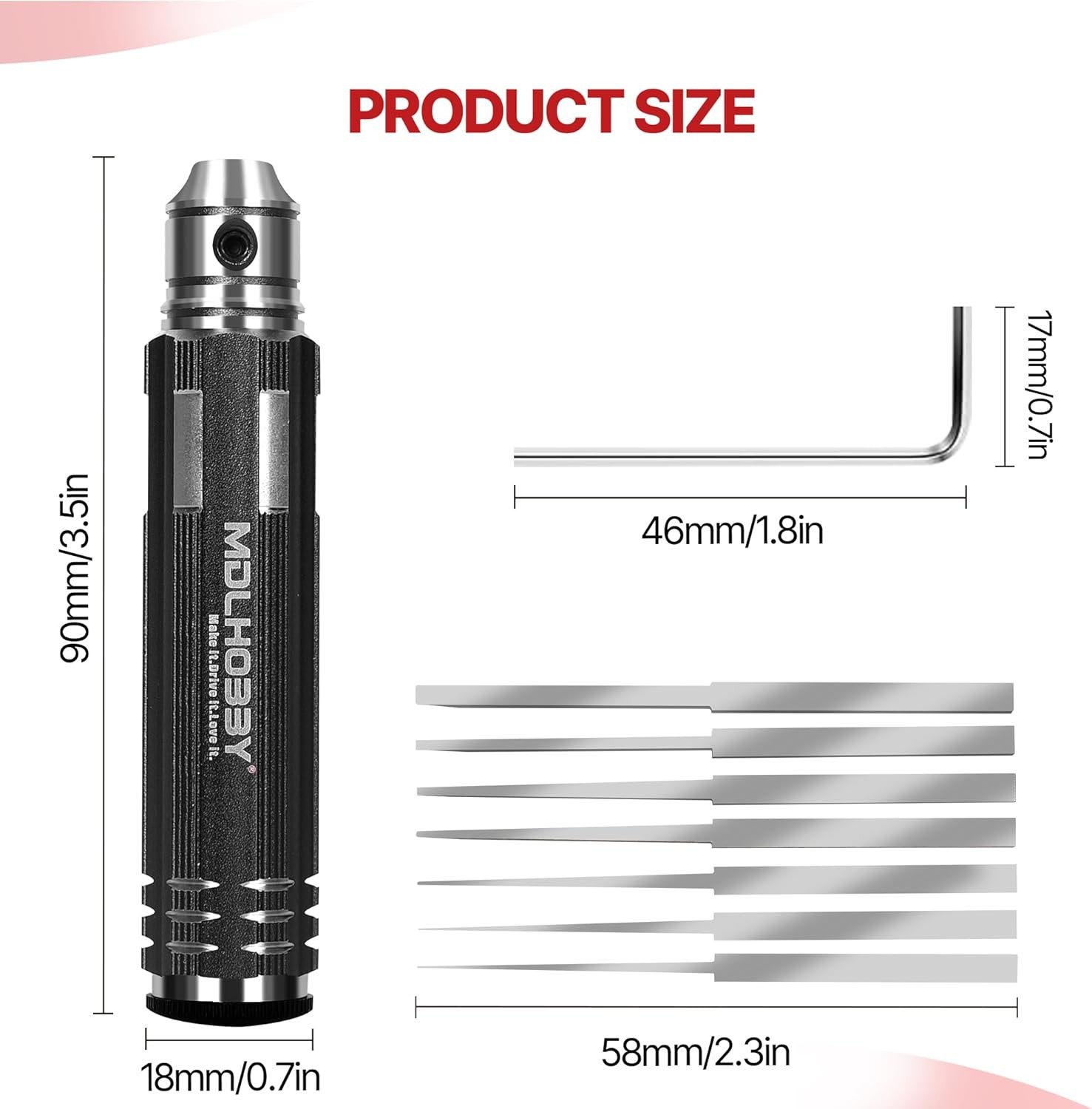 Resin Carved Scribe Line Hobby Cutting Tool with 7 Blades (0.1/0.2/0.4/0.6/0.8/1