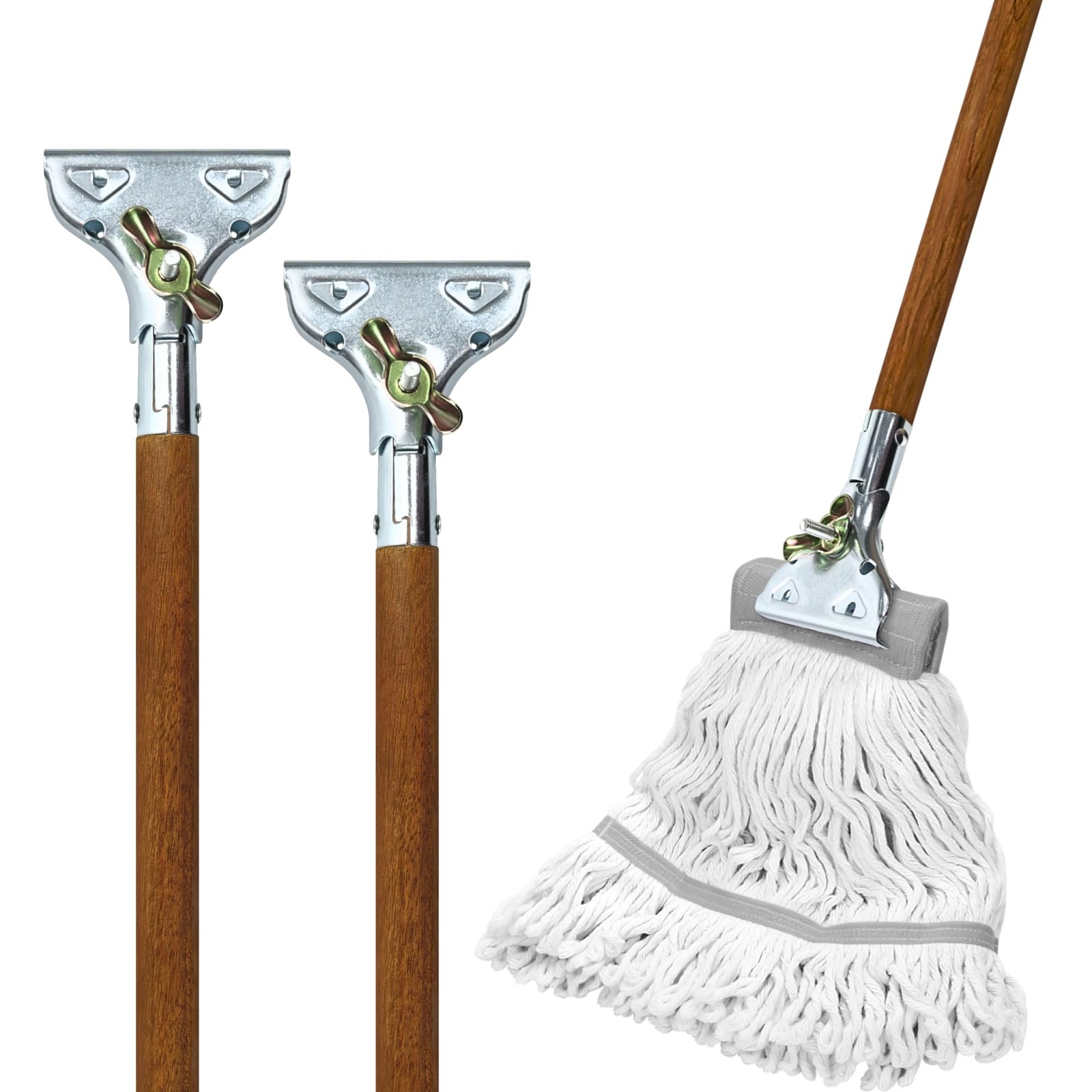 59" Mop Claw Clamp Commercial Mop Handle Pack of 2 Industrial Mop Steelhead w...
