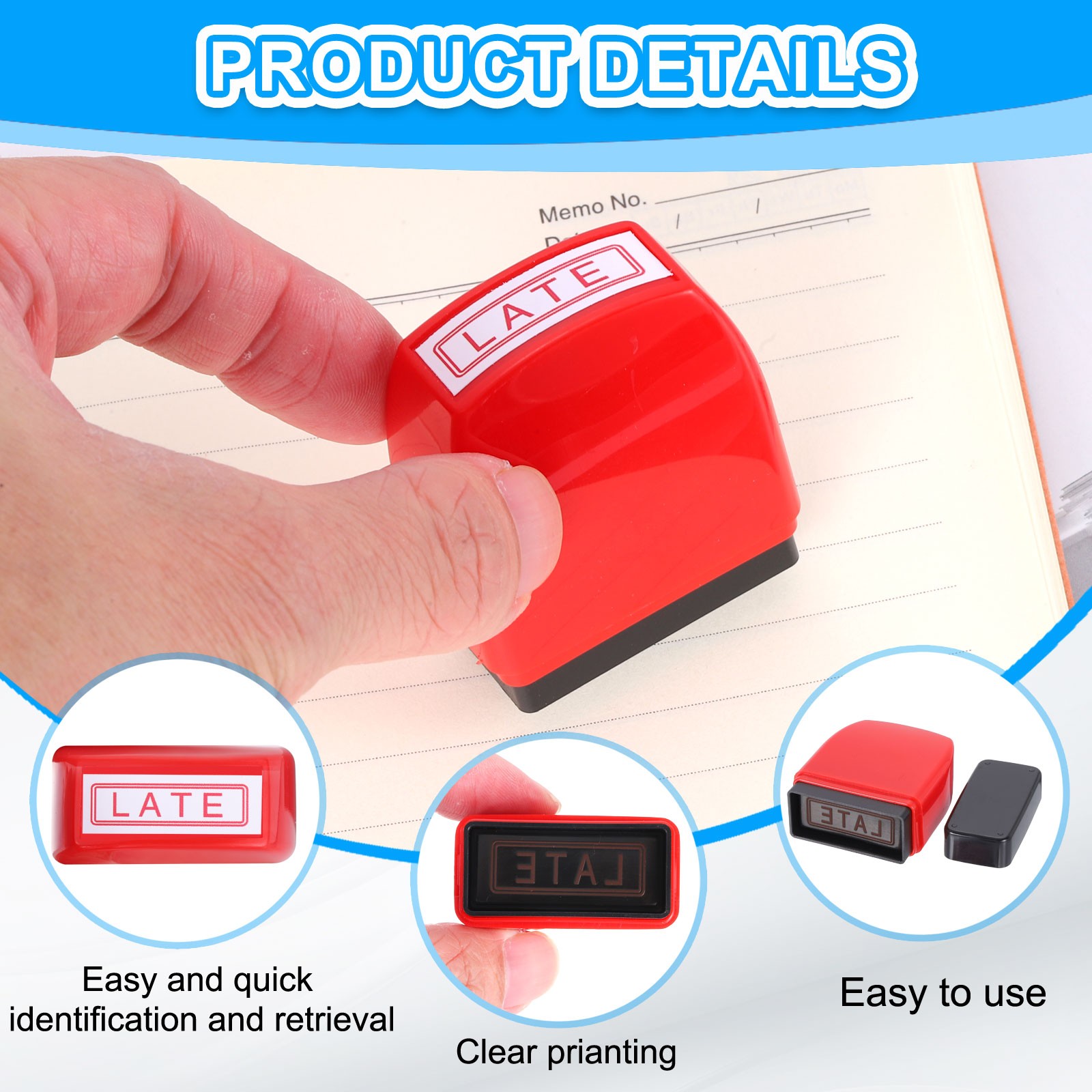 LATE Notice Stamp Self Inking, Red Black