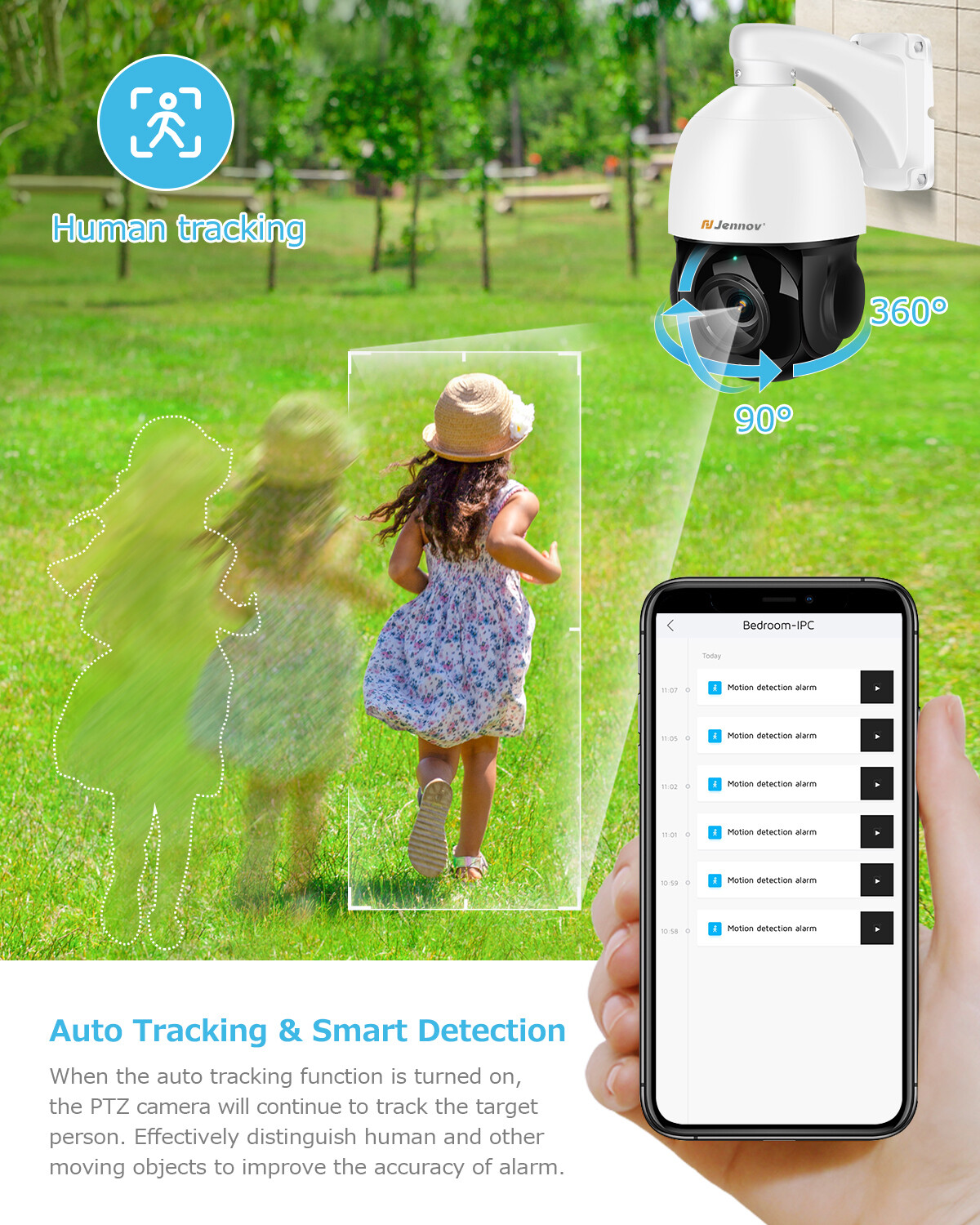 JENNOV Outdoor 4K 8MP Auto-Tracking PoE Security Camera 360° Coverage