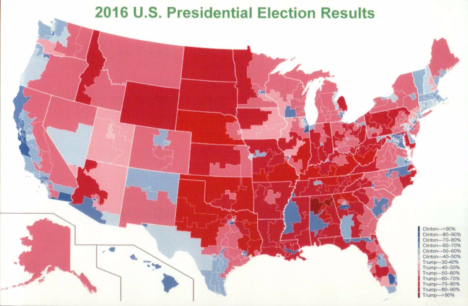 Results Map 2016 United States Presidential Election Trump vs Clinton - Postcard