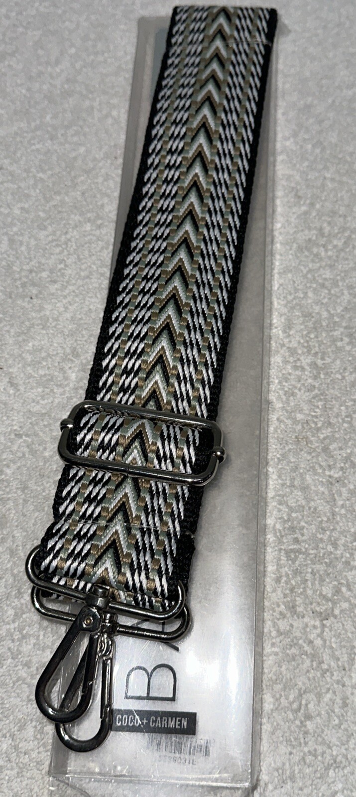 NEW - 2" Embroidered Bag Strap with Silver Hardware by Coco & Carmen, Adjustable