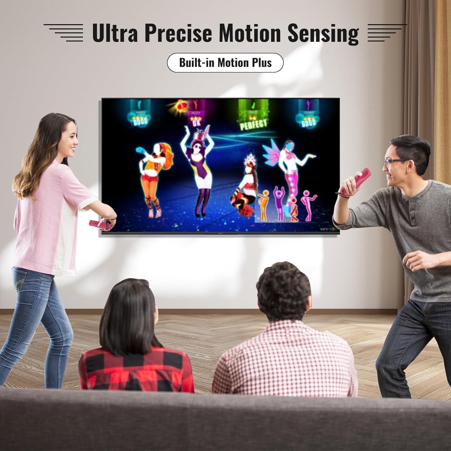 Enhanced Motion Plus Wii Controllers - 4 Color Set with Silicone Covers & Straps