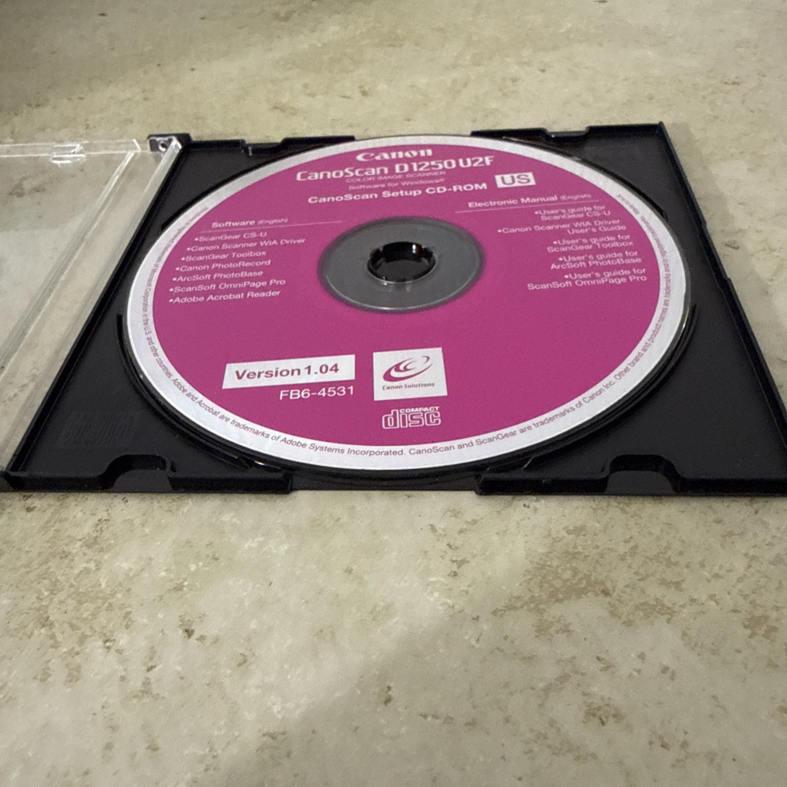 Canon Canoscan Software D1250U2F Color Image Scanner Setup CD