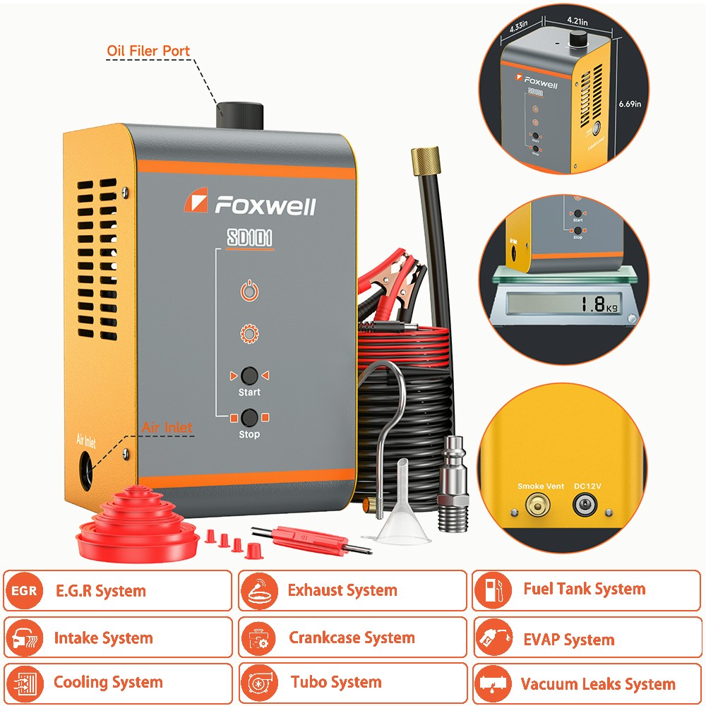 FOXWELL SD101 12V Car Smoke Leak EVAP System Leakage Analyzer Tester Machine