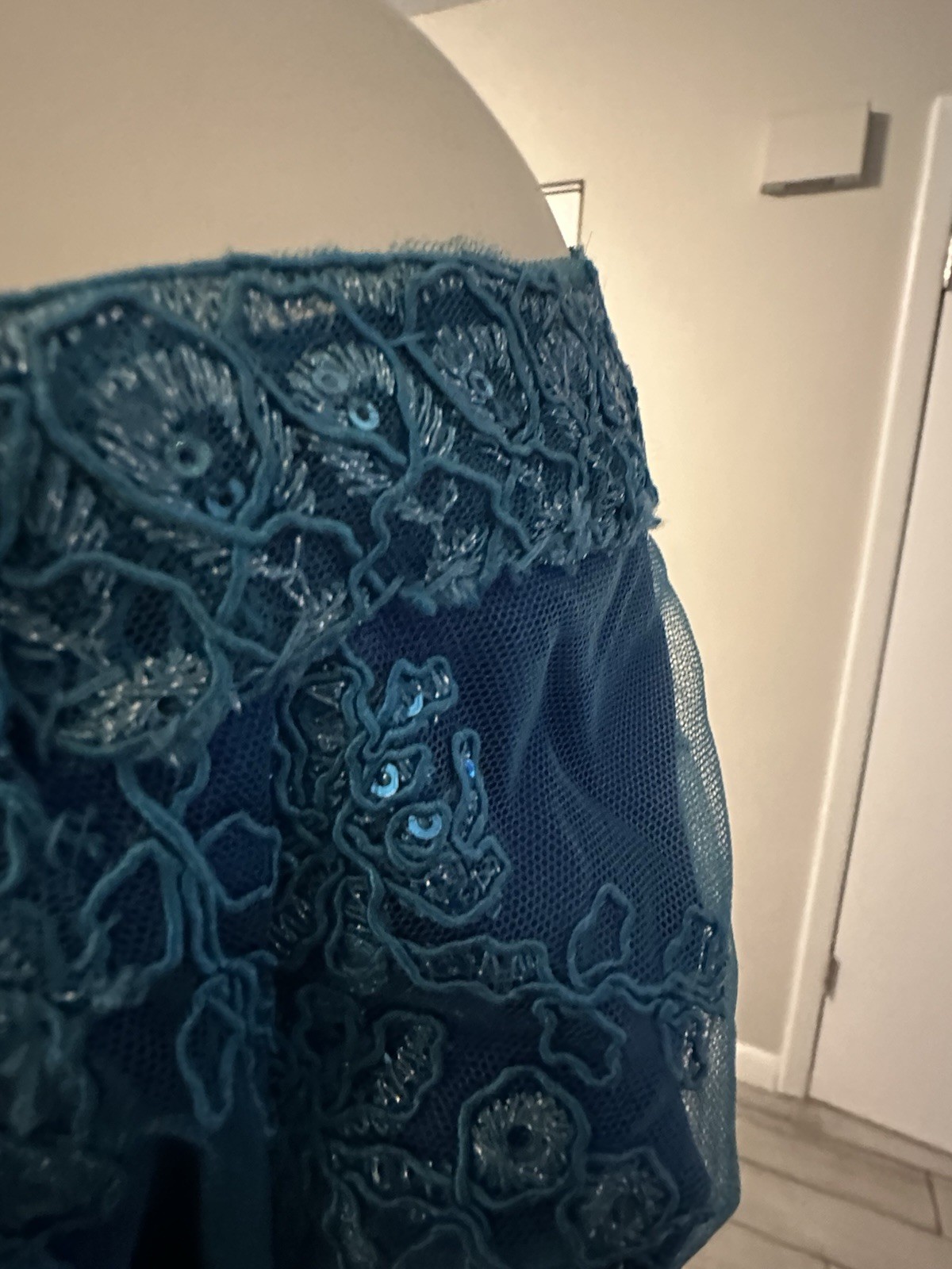 African Traditional Women's Clothing Blue Lace Top Printed Skirt