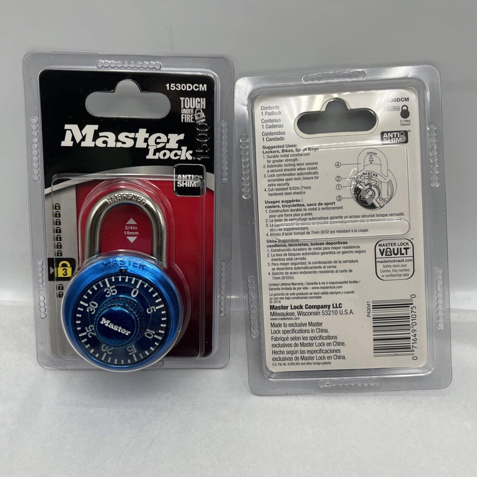 Master Lock Set of 2 Blue Combination Padlocks School Gym Work Locker
