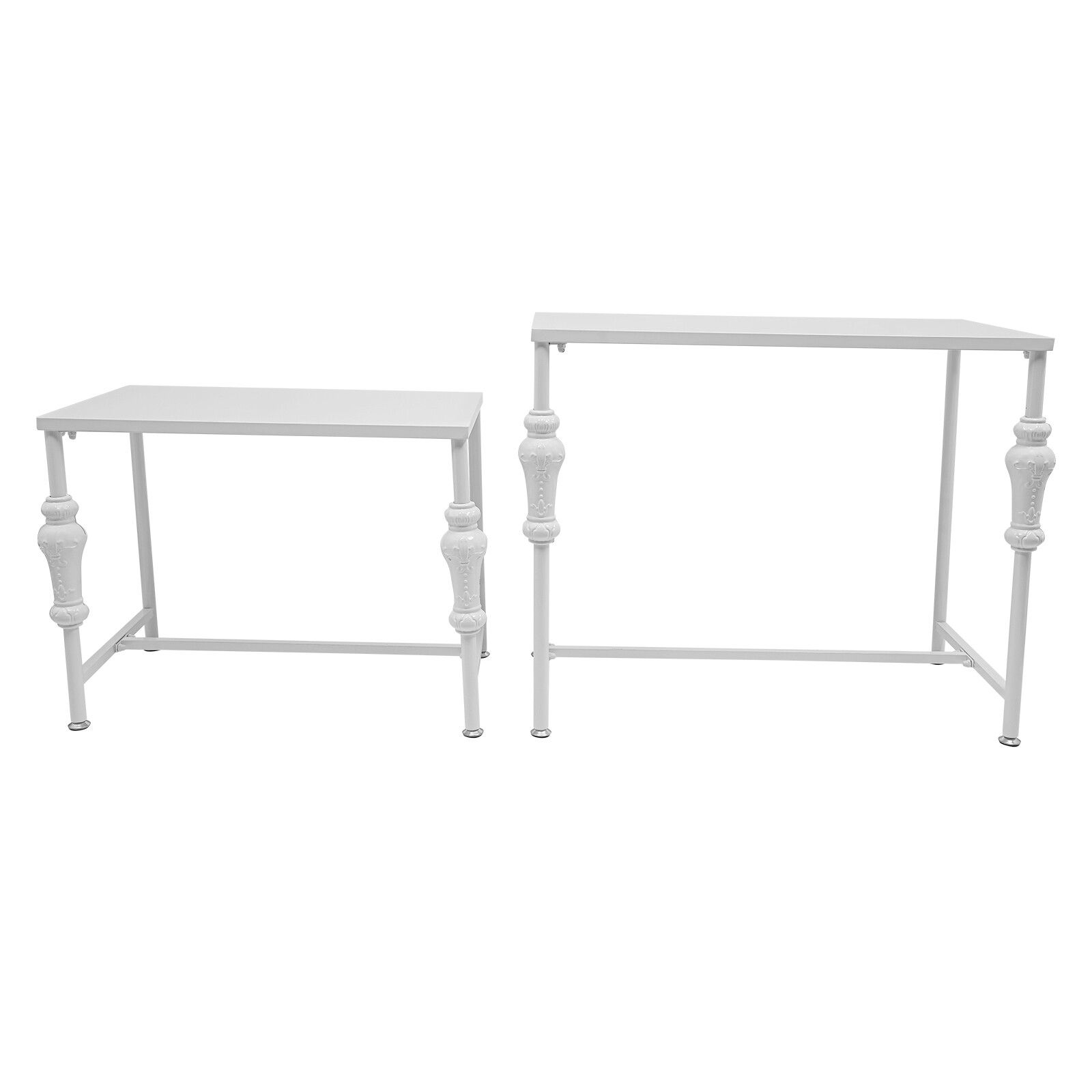 2PCS White Industrial Retail Display Tables Standing Clothing Shoes Display Rack