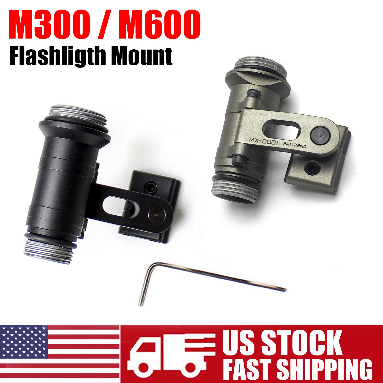 Tactical Helmet Mount SS M-AX Flashlight Mount for M300 M600 LED Weapon Light US