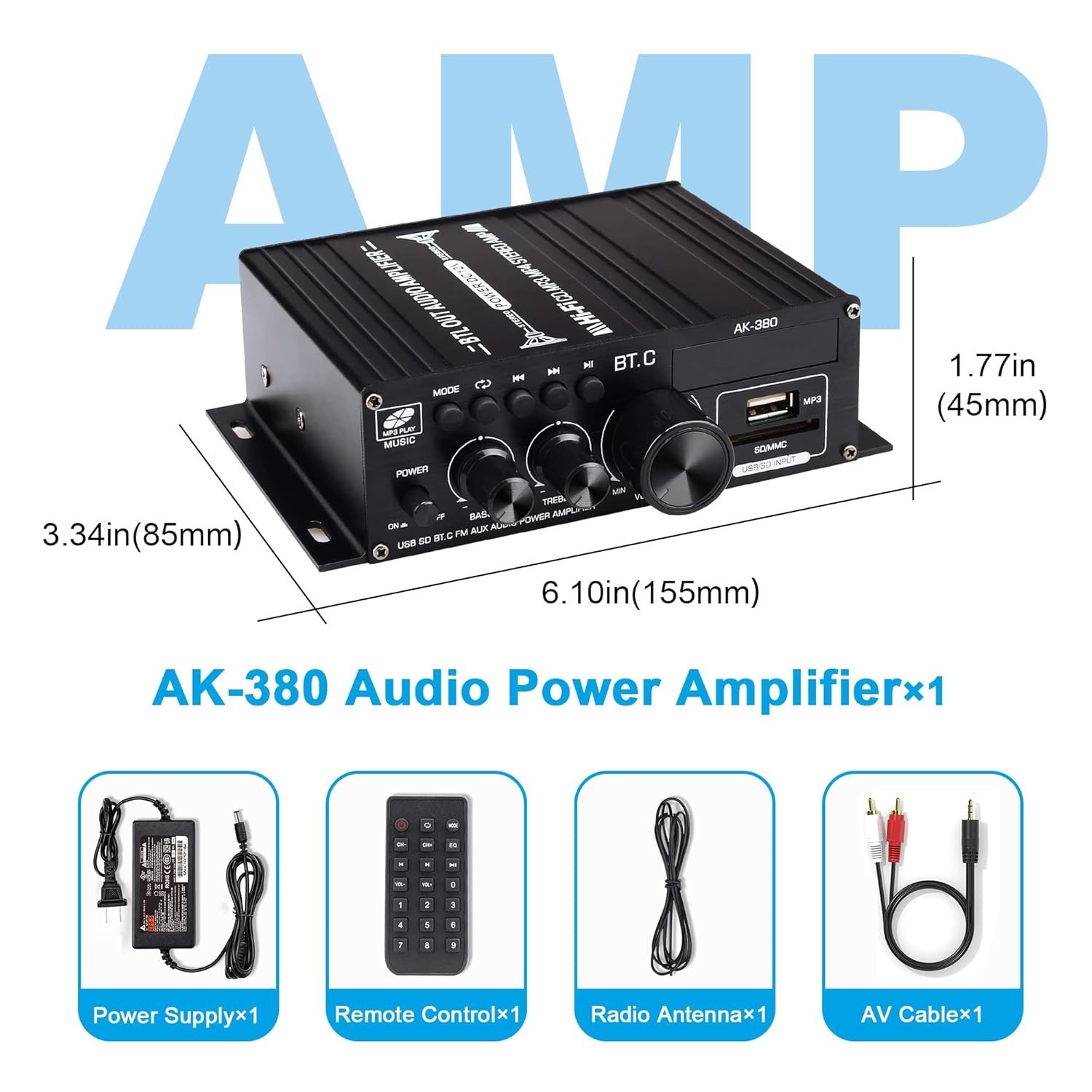 Ak380 Bluetooth Amplifier With Remote Control Function 2.0 Bluetooth Amplifier S