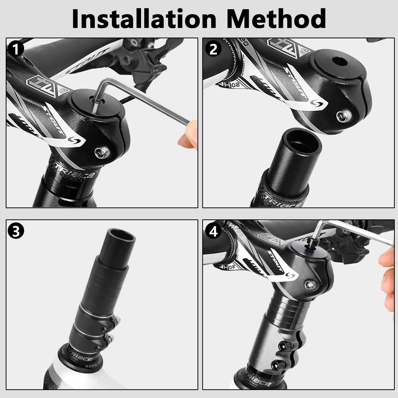 Bike Stem Riser Adjustable Bicycle Handlebar Extender Increases Bar Height Up...