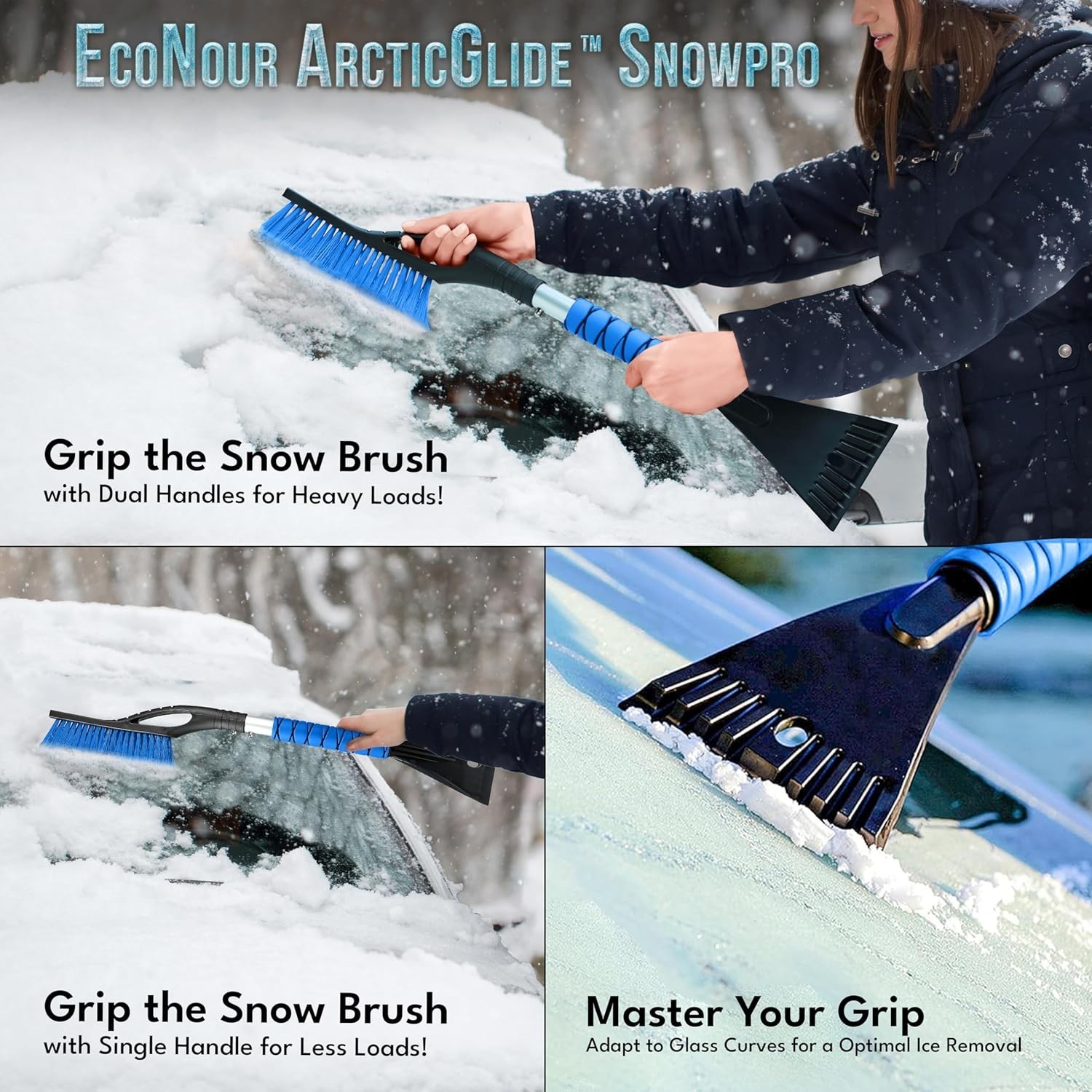 Efficient 27" Snow Brush & Ice Scraper for Cars – Compact & Scratch-Free Design