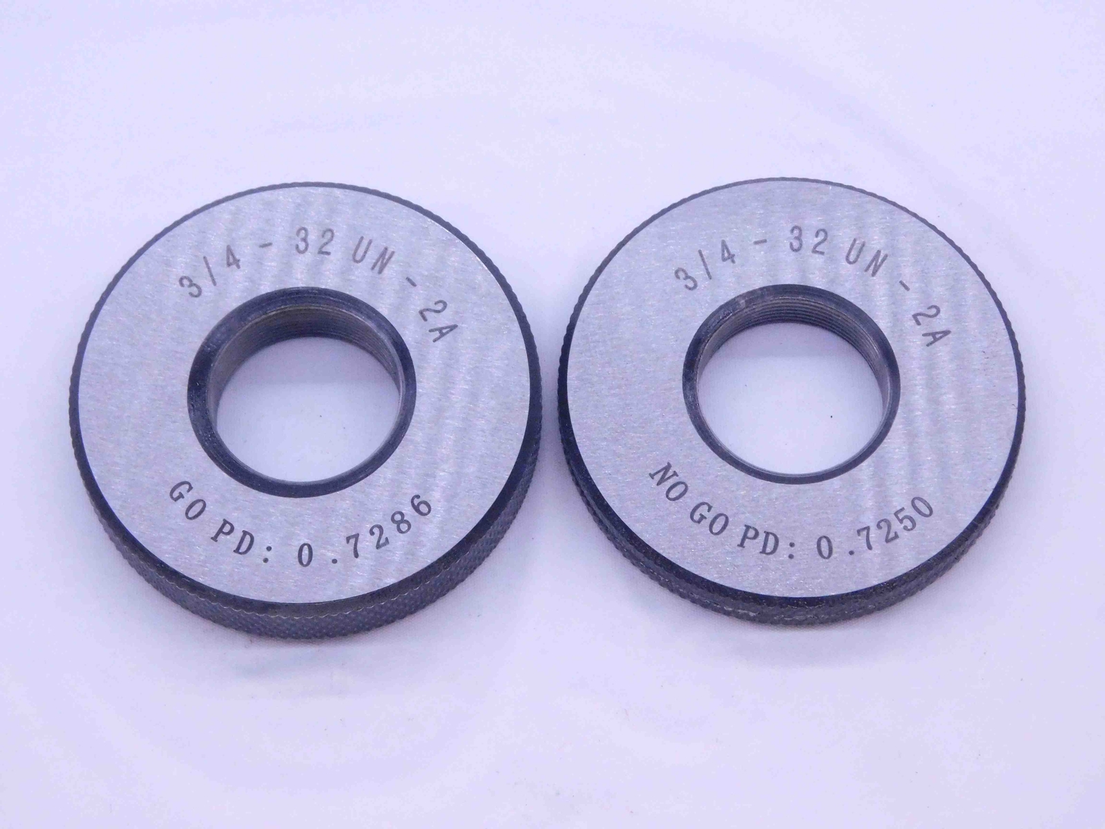 NEW 3/4 32 UN 2A SOLID THREAD RING GAGES .75 GO NO GO P.D.'S = .7286 & .7250