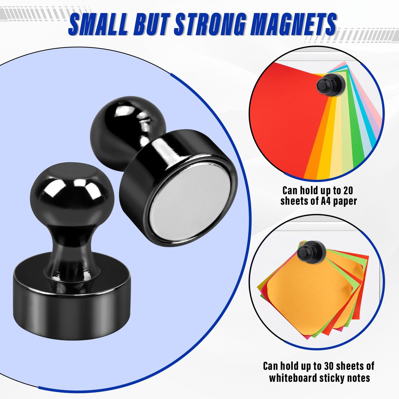 20Pack Strong Fridge Magnets,Black Refrigerator Black-12x16mm-20Pack, Black