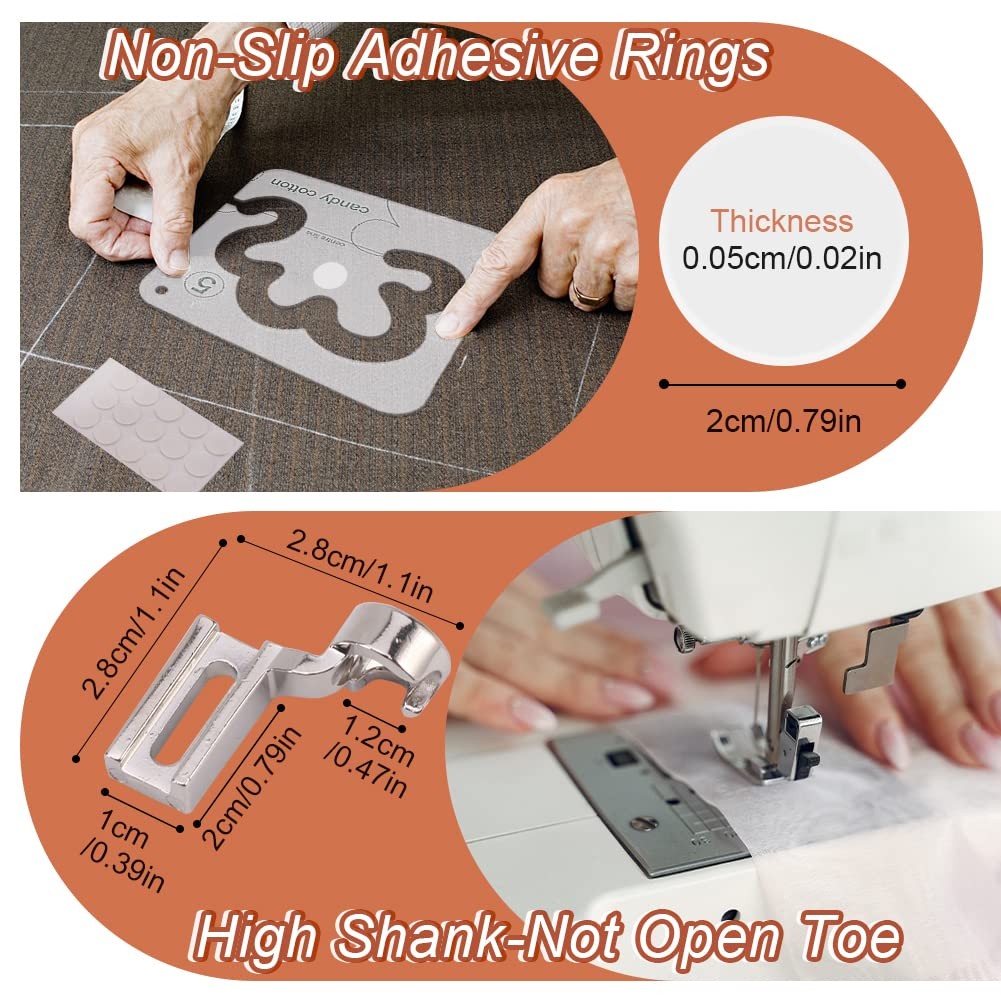 14 PCs Free Motion Quilting Template Set Includes 11 Templates Small
