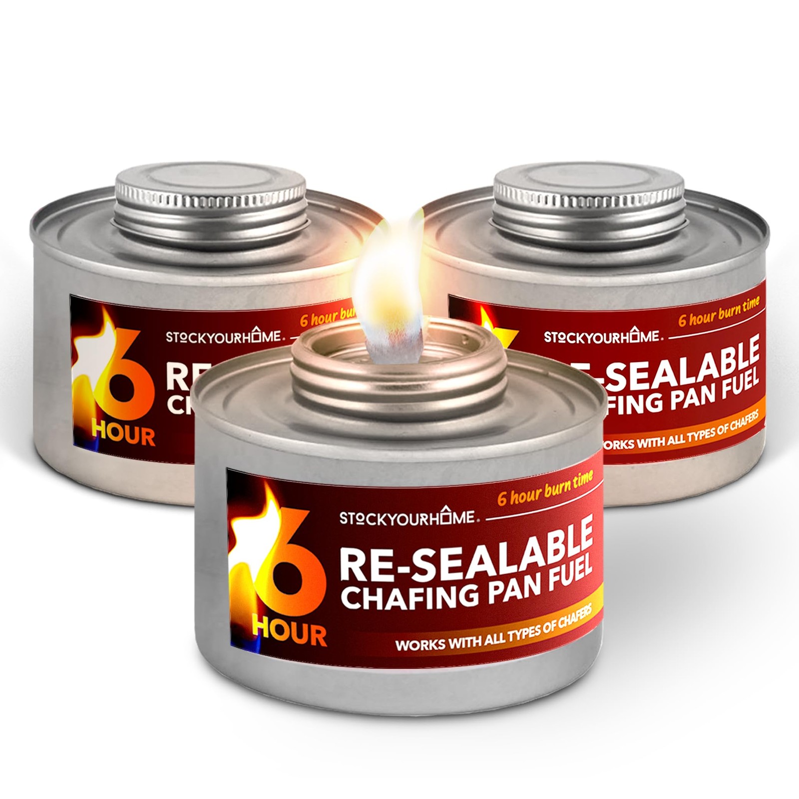 6-Hour Food Warmers for Parties (3 Pack), Chafing Fuel 3 Pack, Multicolor