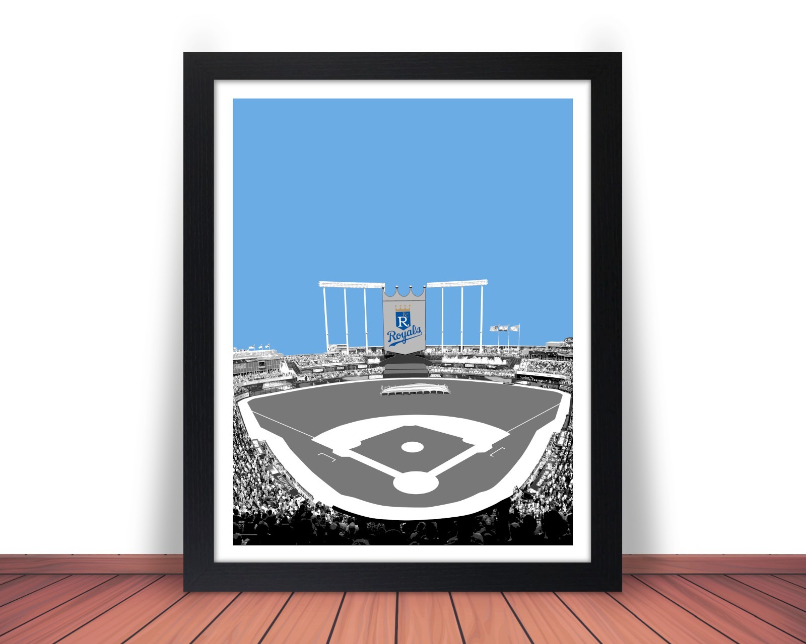 Framed KAUFFMAN STADIUM Kansas City Royals Skyline Photo Picture 8x10 11x14 WBN