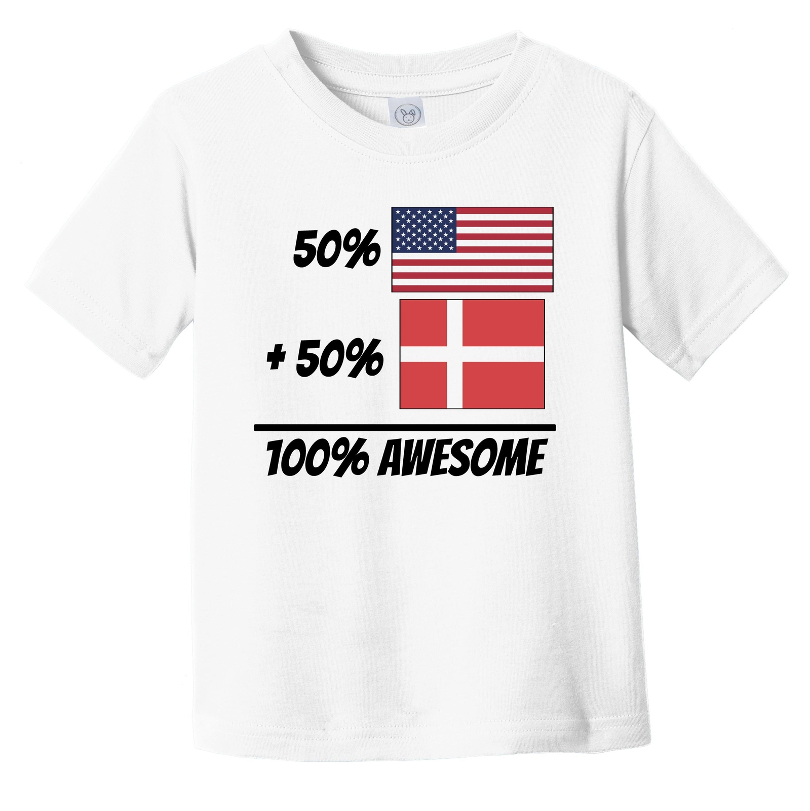 50% American + 50% Danish = 100% Awesome Cute Denmark Flag Toddler T-Shirt