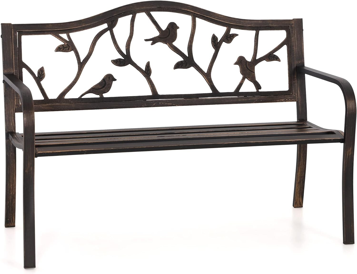 Patio Garden Bench Park Bench Outdoor Furniture Iron Metal Bench Porch Yard Deck
