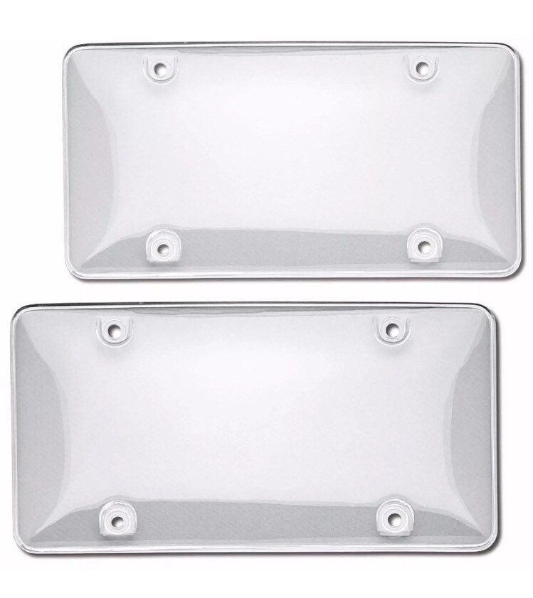 2 Clear License Plate Tag Frame Covers Bubble Shields Protector for Car-Truck