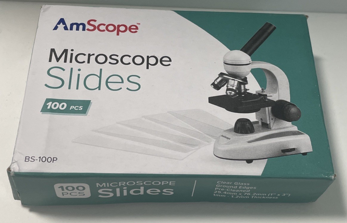 AmScope 100 Pre-Cleaned Clear GlassMicroscope Slides Ground Edges 1” x 3”
