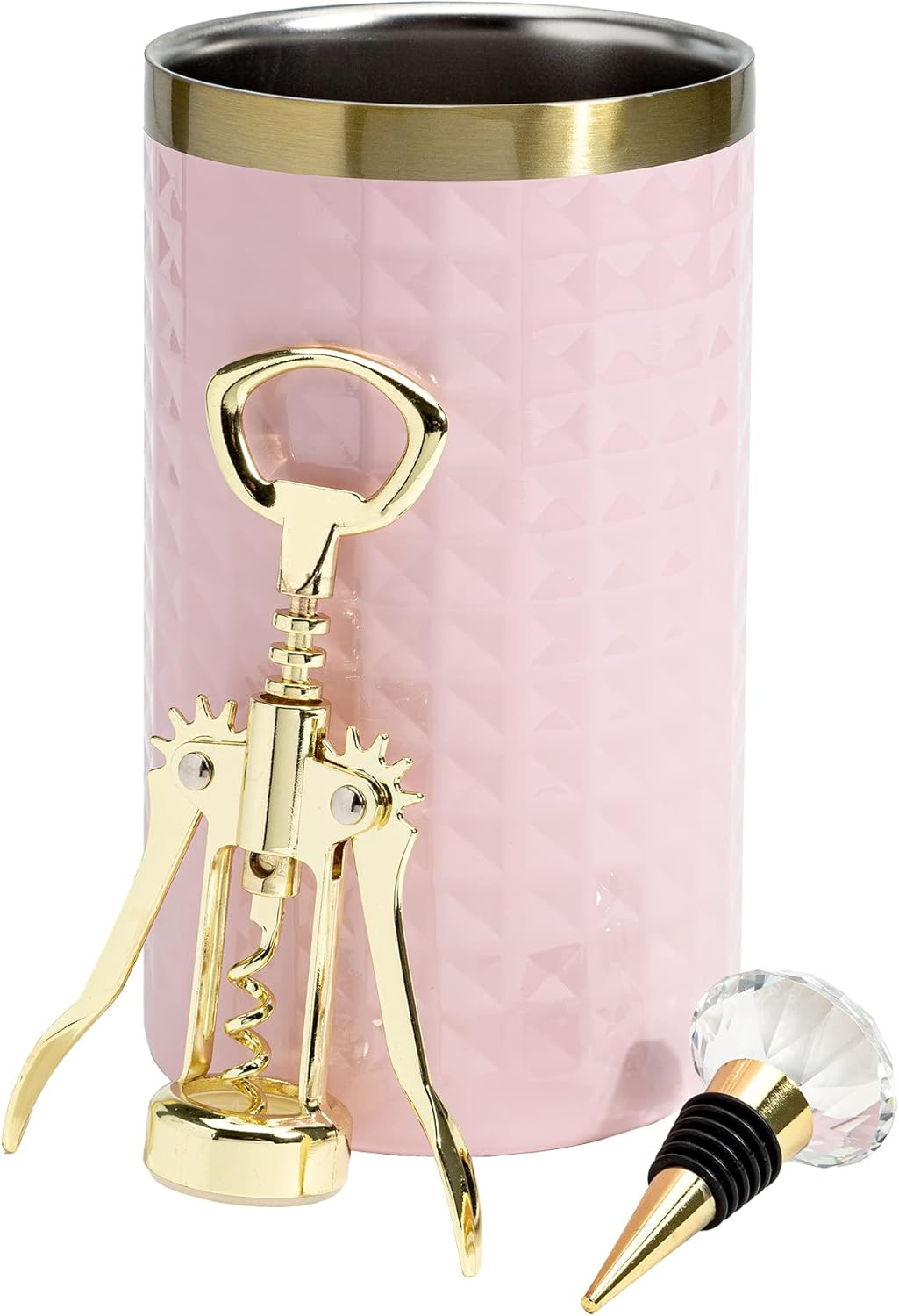 Wine Bottle Chiller Set, Insulated Double Wall Chiller, Gold Winged Corkscrew