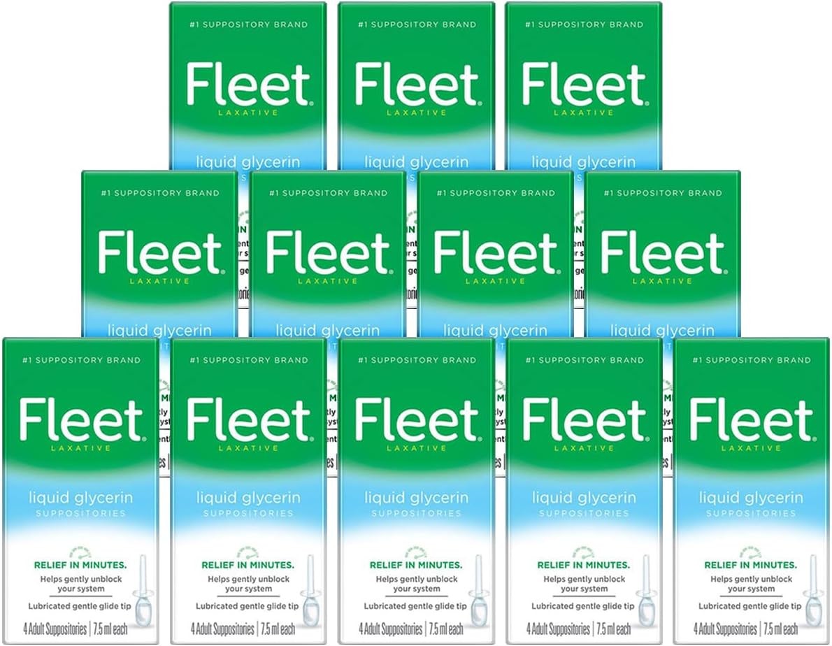 Fleet Liquid Glycerin Suppositories for Adult Constipation, 7.5 mL, 4...
