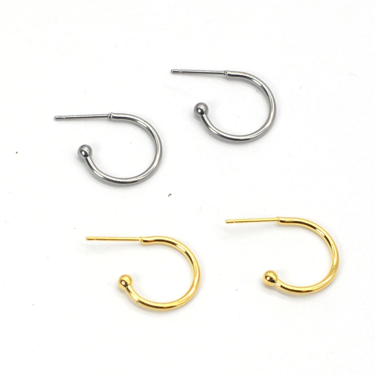 5Pairs Stainless Steel Faux Hoop Earring, Stud Earrings Component 16mm SSF42