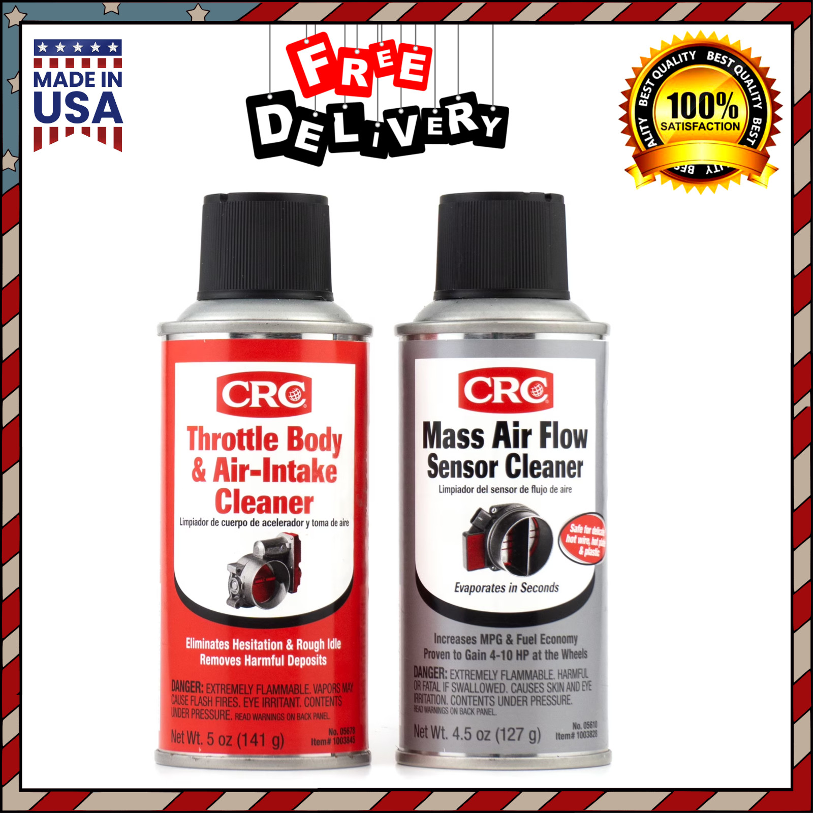 CRC 05111 MAF Mass Air Flow Sensor & Throttle Body Intake Cleaner Twin Pack Kit