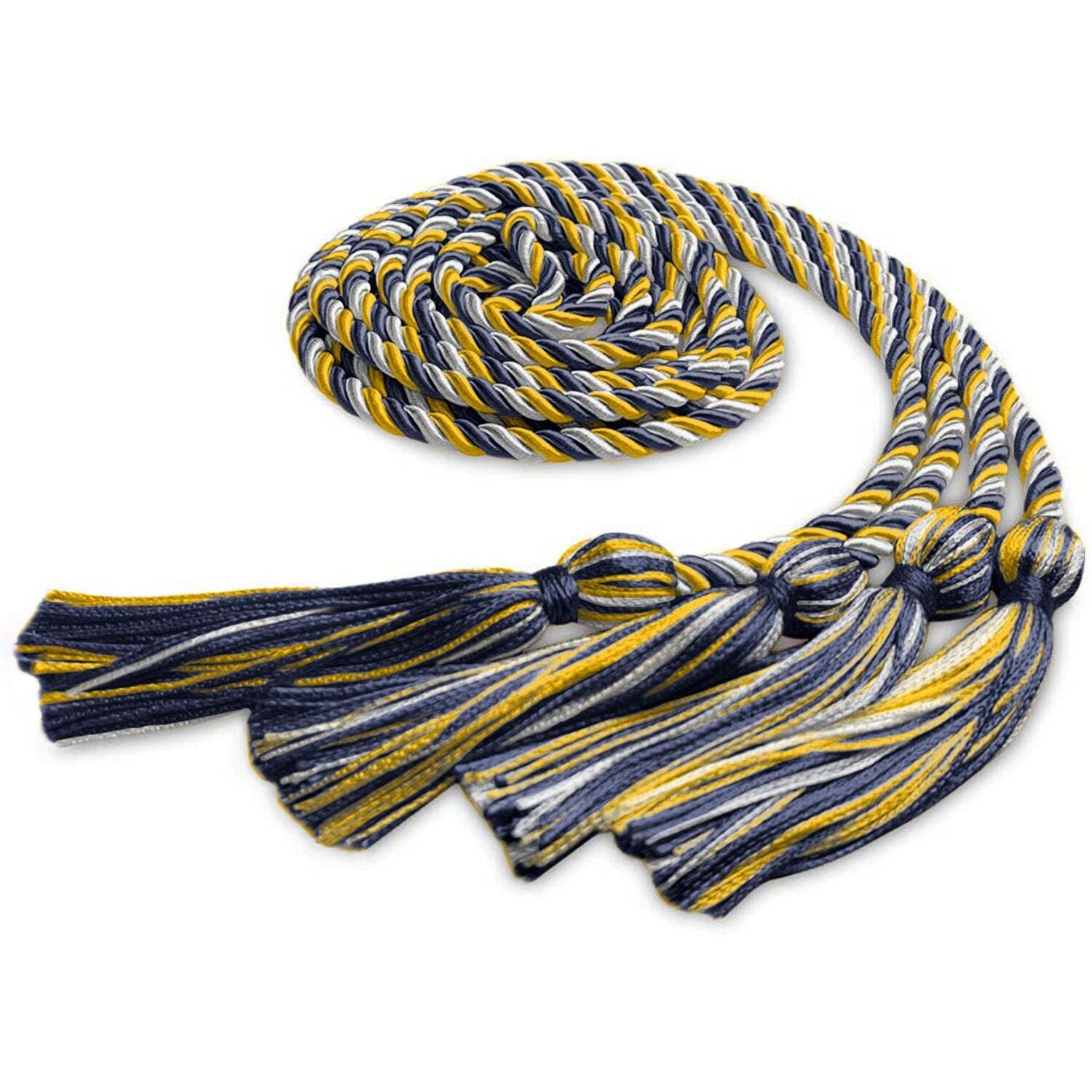 Endea Graduation Double Honor Cord Navy Blue/Gold/White High School & College