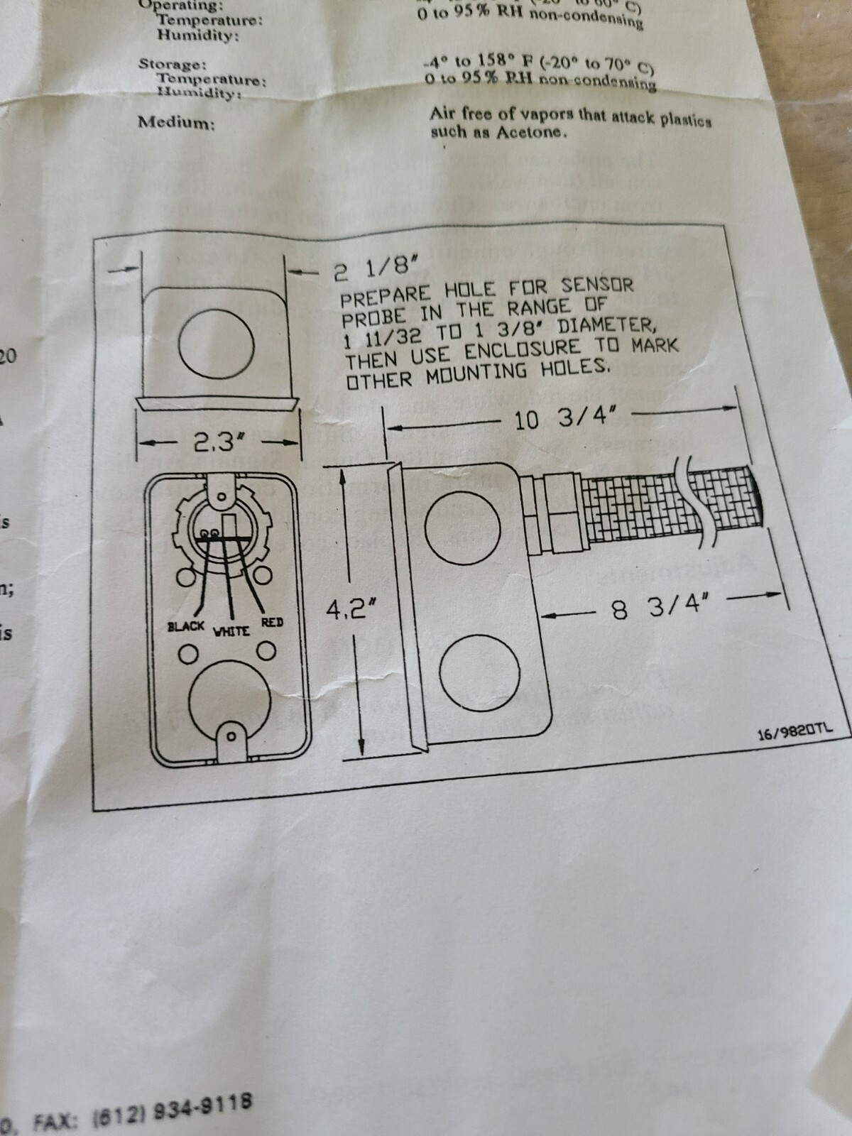 DriSteem Duct Relative Humidity Transmitter Model 982 - NEW