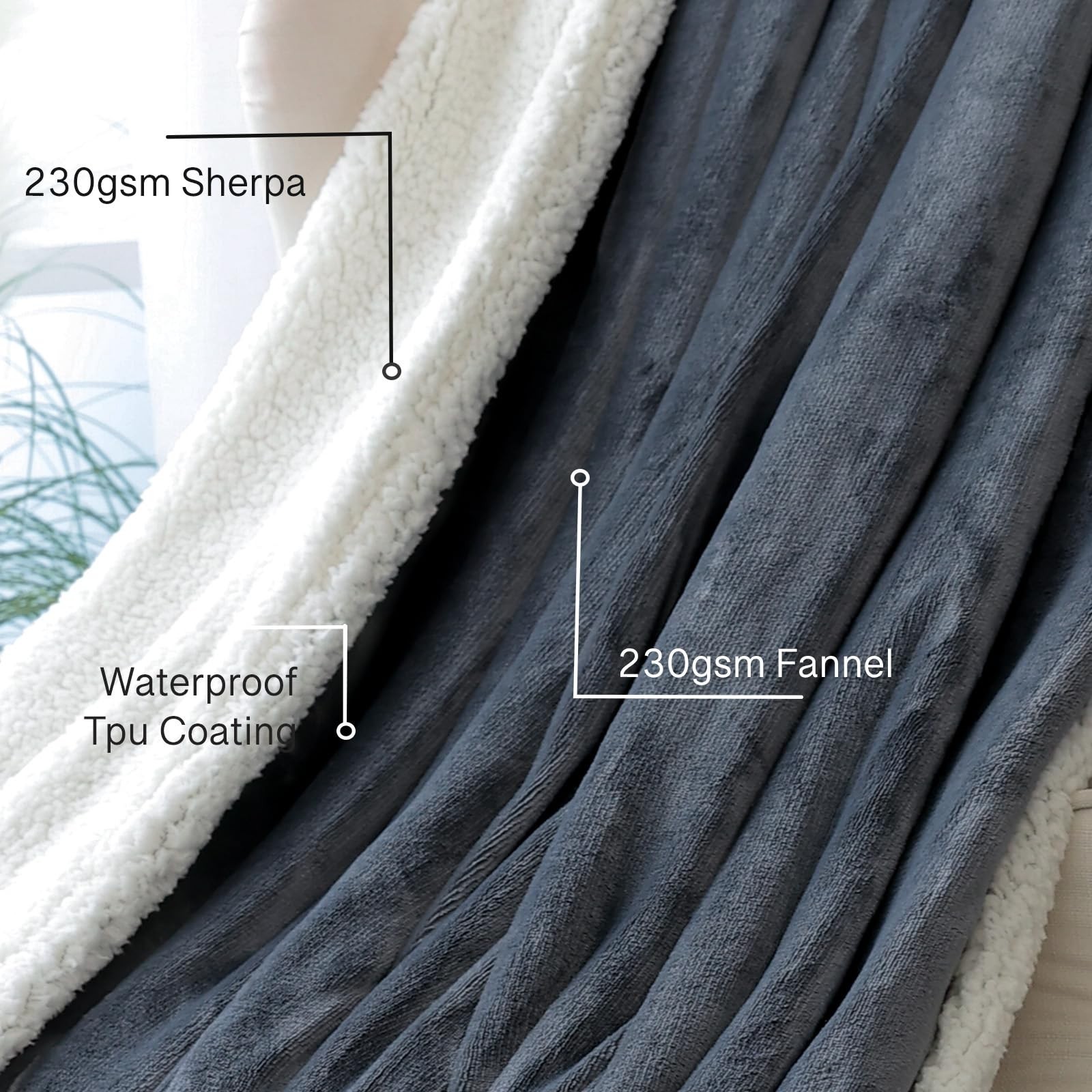 Waterproof Queen Size Blankets for Bed 60'' x 80'', Water Proof and Stain Res...