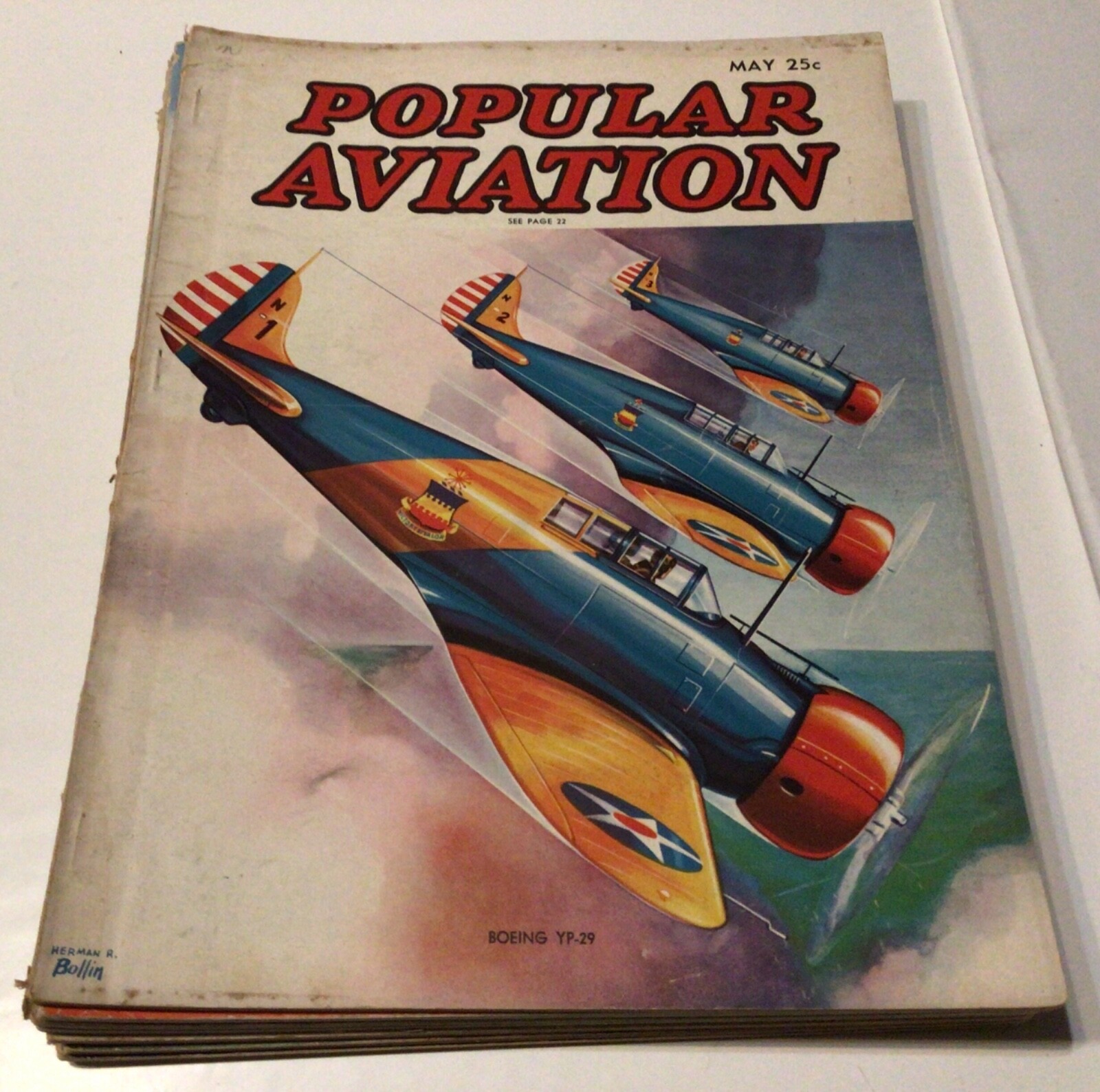 Popular Aviation Magazine Lot 1937 - 1939 Vivid Colors 8 Issues