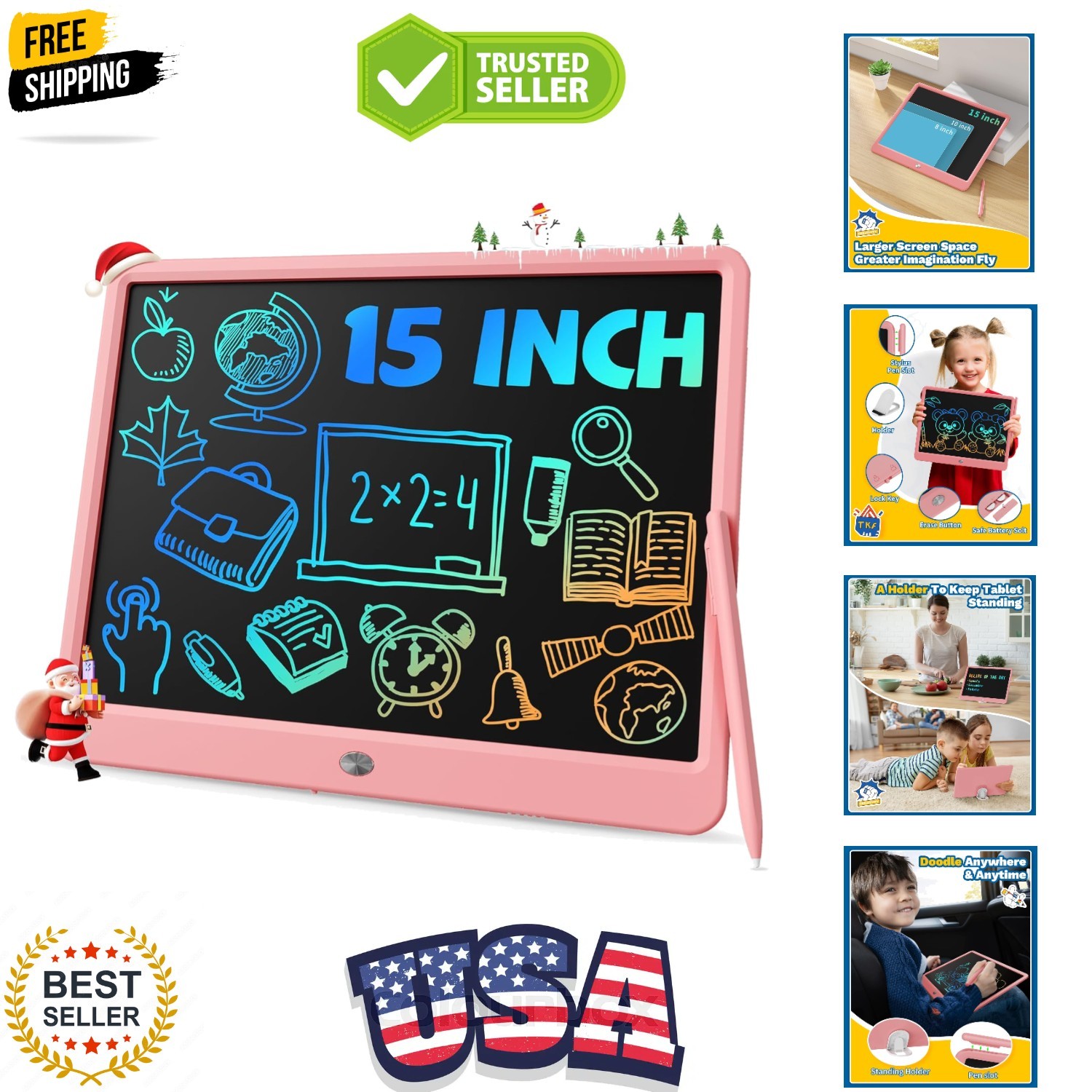 Teen Girl Gifts Ideas, 15inch LCD Writing Tablet for Kids Age 8-10 and Up, Do...