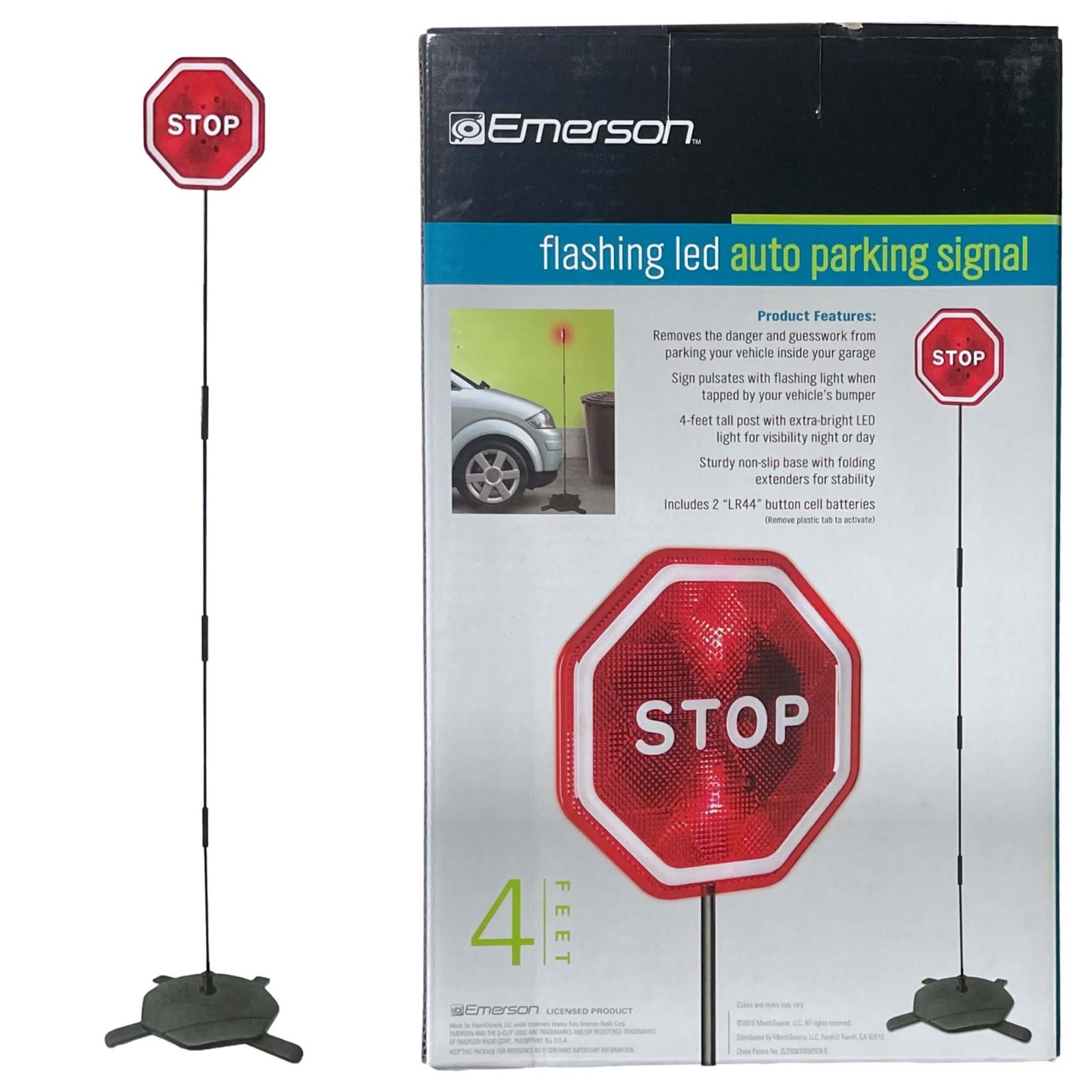 Emerson Flashing LED Auto Parking Signal 4 Ft Garage Stop Sign